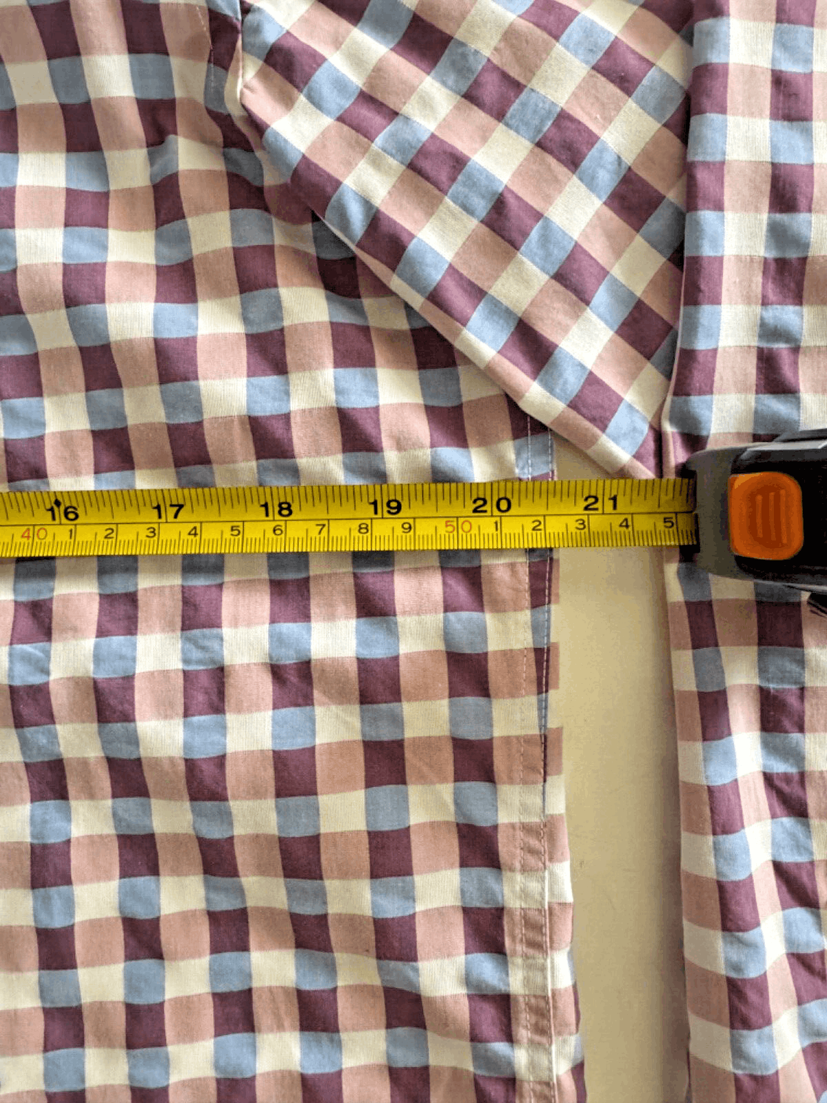 Canali Canali Men's M Button Down Gingham Check Purple Blue Cream Size US M / EU 48-50 / 2 - 6 Thumbnail