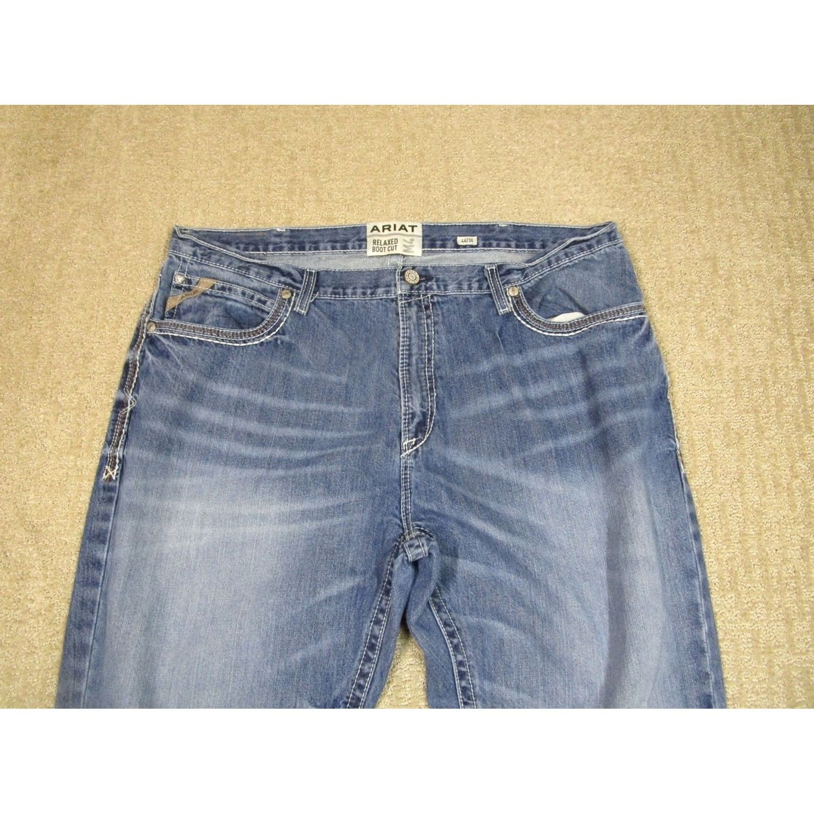 Ariat Ariat Jeans M4 Bootcut 44x34 Jeans Blue Light Wash 5-Pocket Logo Cowboy Mens Size US 44 / EU 60 - 2 Thumbnail