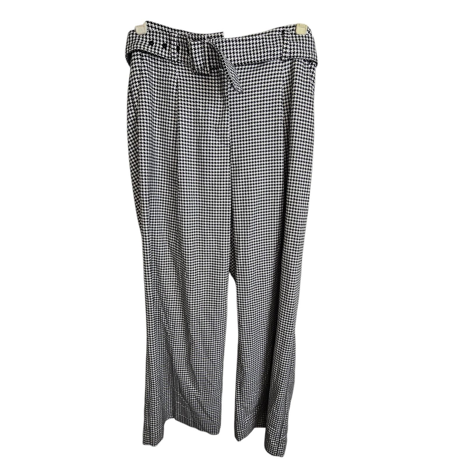Loft Loft Womens Houndstooth Wide Leg Trousers Pants Size 8 Caree Size 30" / US 8 / IT 44 - 2 Thumbnail