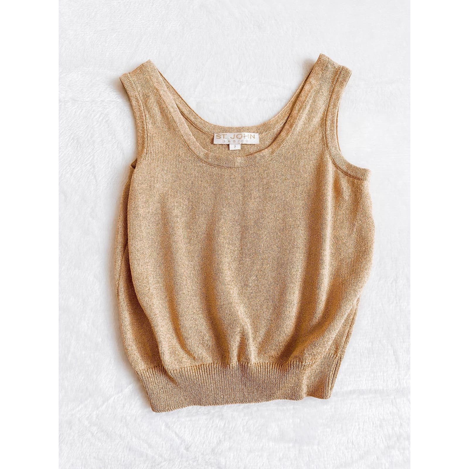 image of St John Couture St John Shimmer Tank in Gold, Women's (Size Small)