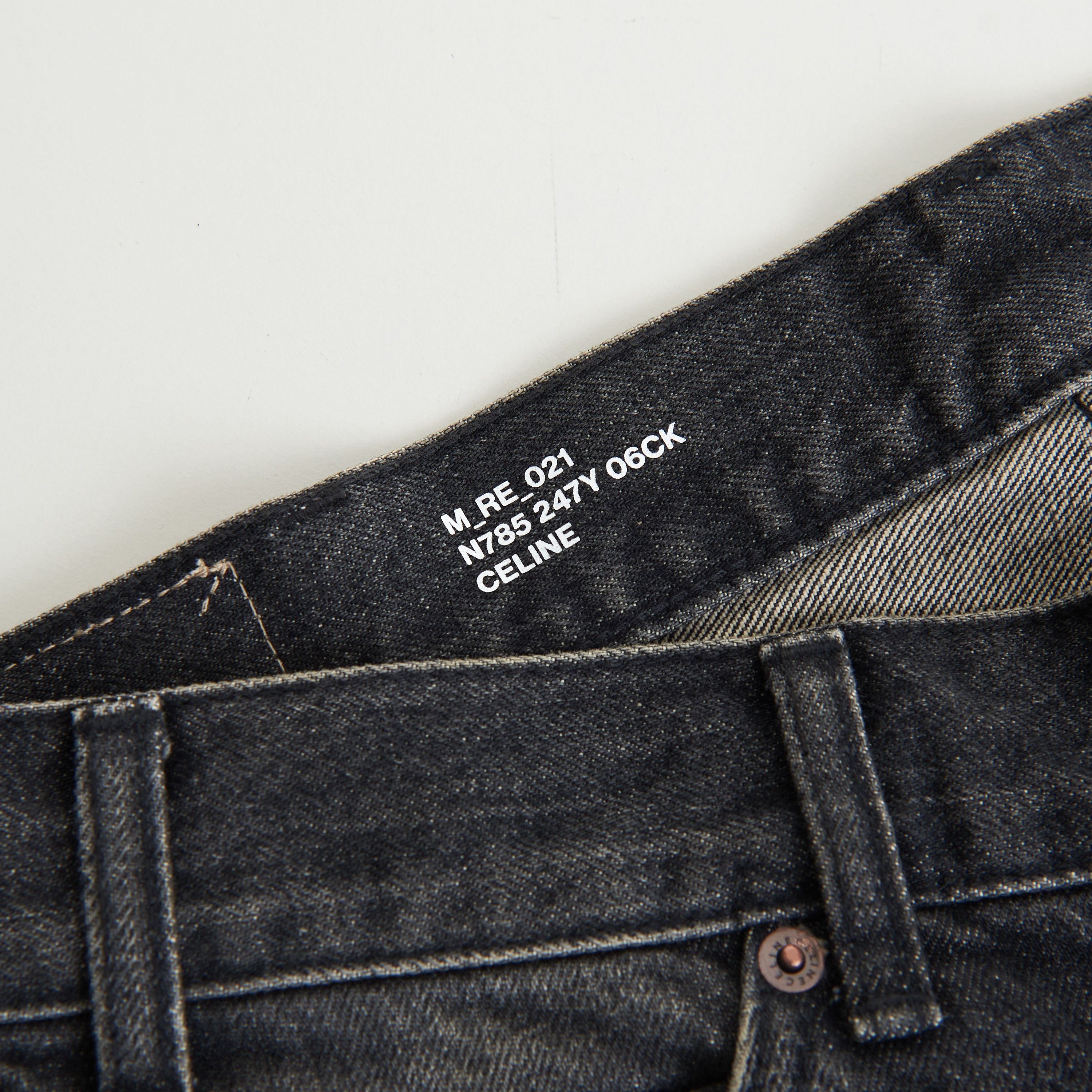 Celine × Hedi Slimane Wesley Jeans - Destroyed Black Paradiso Wash Denim, Low-Rise Size US 34 / EU 50 - 13 Thumbnail