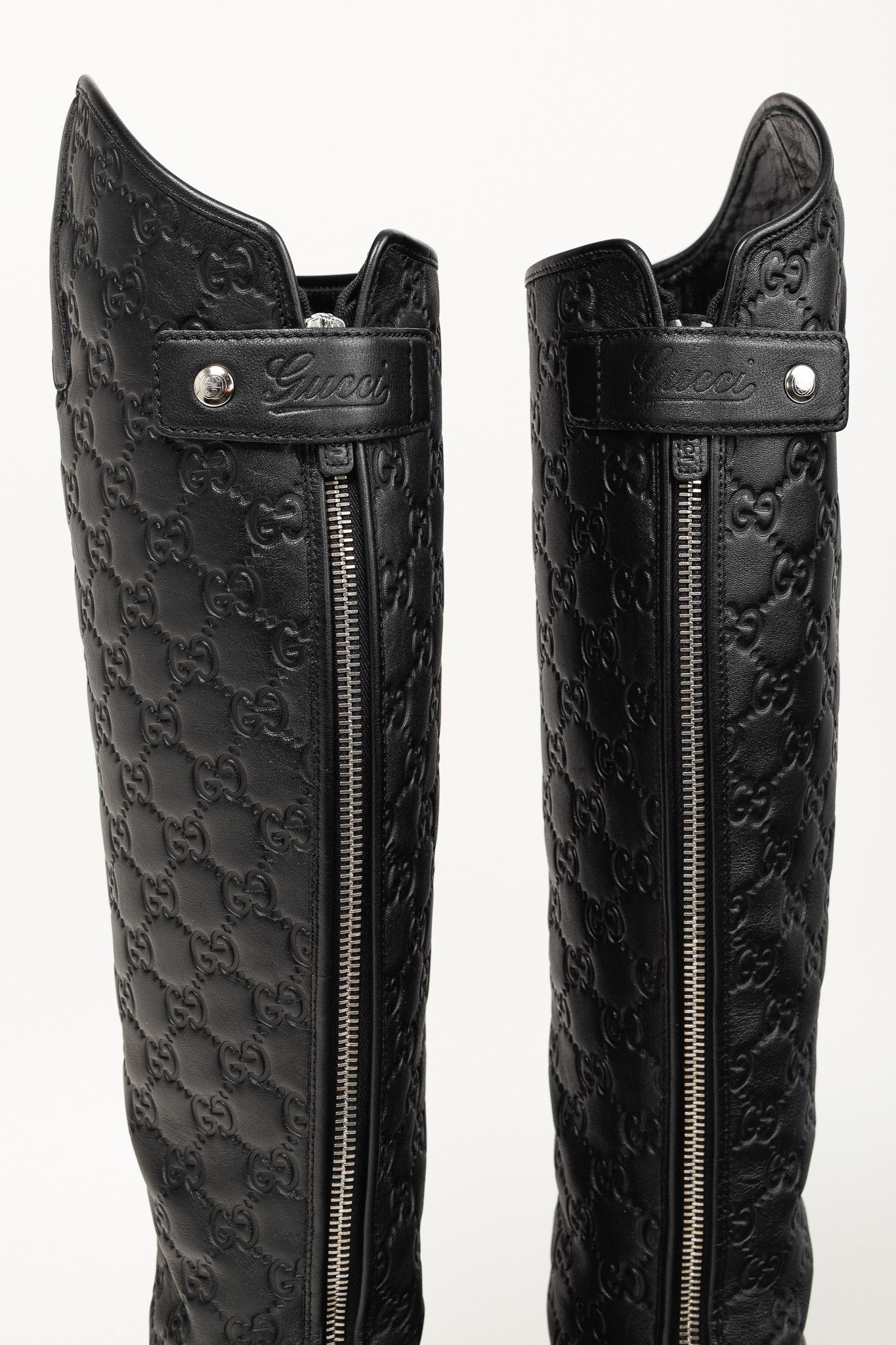 Gucci Gucci Maud Nero Guccissima Leather Knee-High Riding Boots Size US 8.5 / IT 38.5 - 10 Thumbnail
