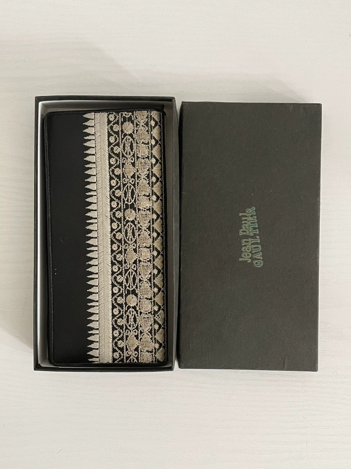 Jean Paul Gaultier Black Wallet with Embroidered Decorative Trim Size ONE SIZE - 1 Thumbnail