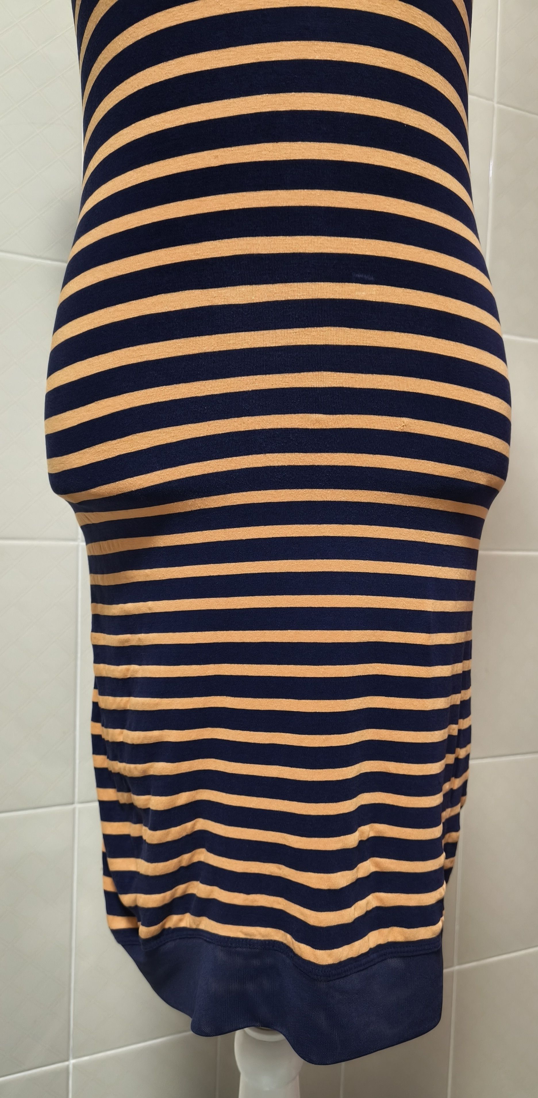 Jean Paul Gaultier 2000's Short dress in navy and orange stripes Size XS / US 0-2 / IT 36-38 - 7 Thumbnail