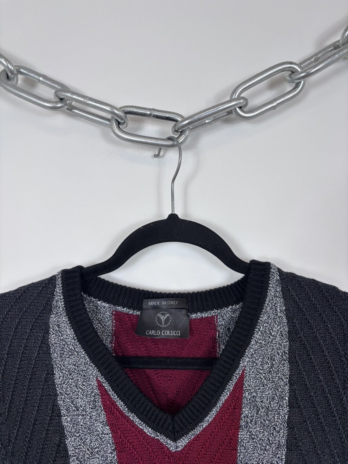 Carlo Colucci Carlo Colucci Vintage Men’s Wool Knit V-Neck Sweater Size US L / EU 52-54 / 3 - 4 Thumbnail