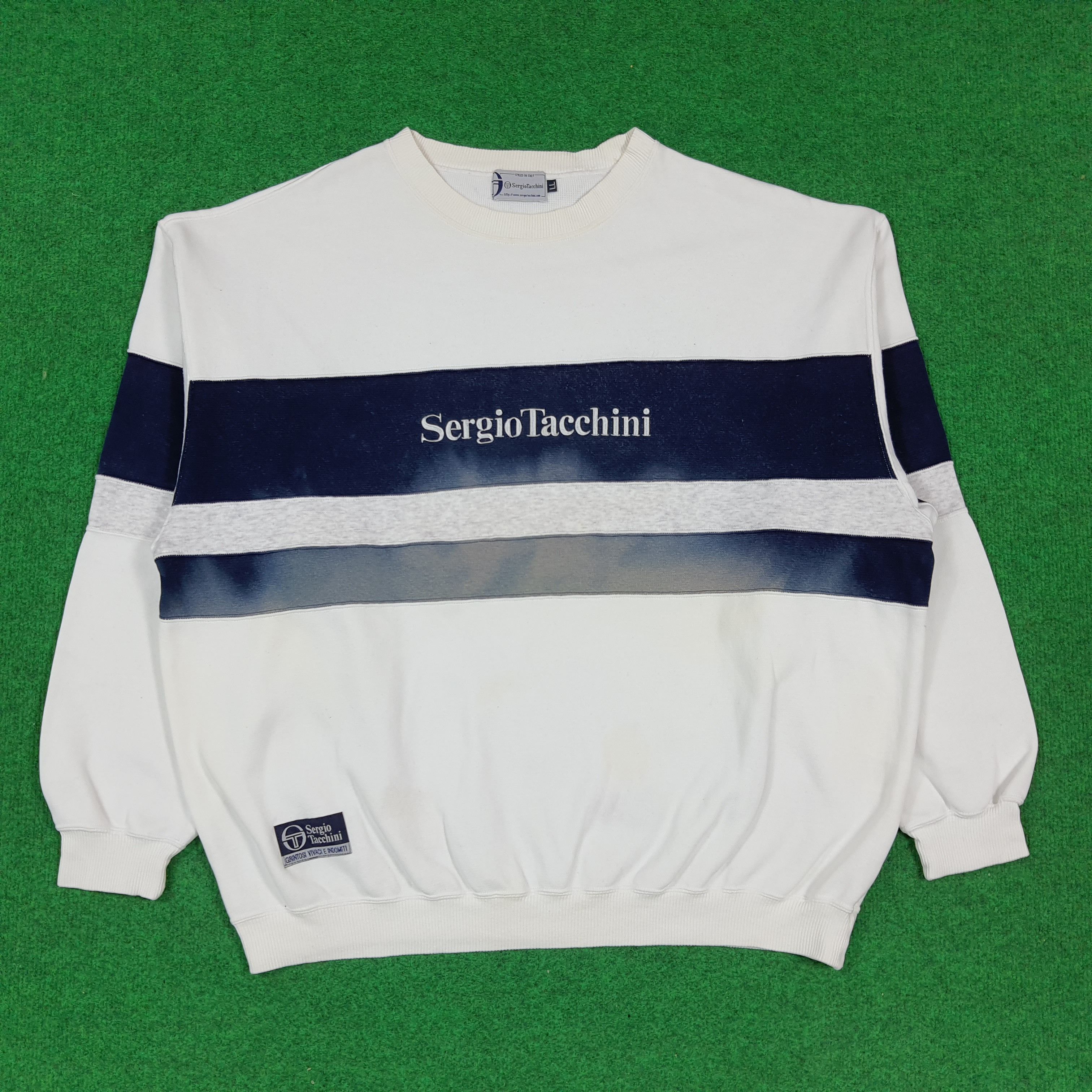 Sergio Tacchini Vintage Retro Sergio Tacchini Sweatshirt Navy Stripe C293N18 Size US XL / EU 56 / 4 - 1 Thumbnail