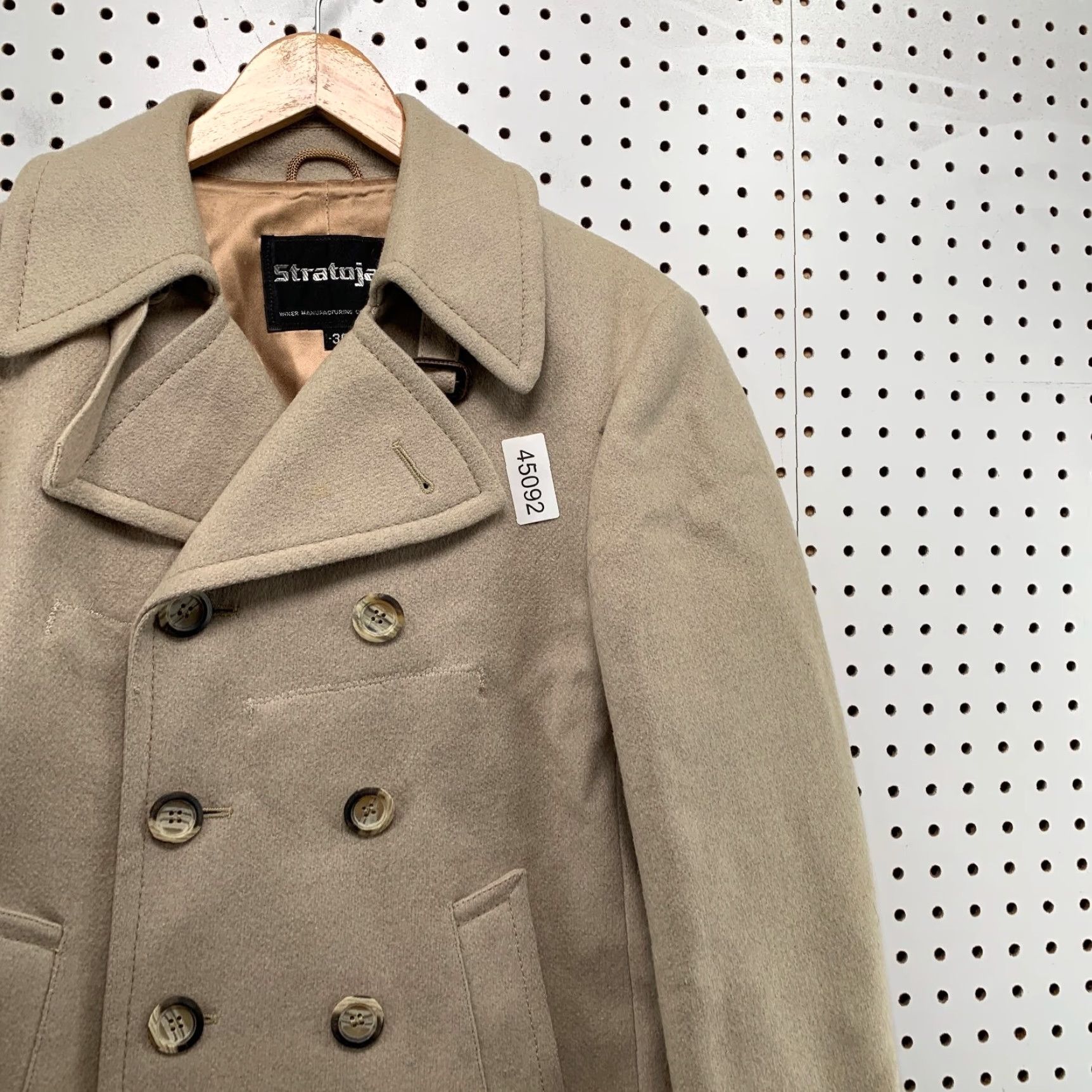 Doublet Vintage Stratojac Wool Double Breasted Coat Mens 36 Beige Military Pea Coat Size US XXS / EU 40 - 4 Thumbnail