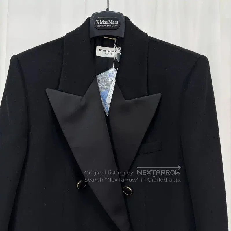 Yves Saint Laurent YSL Black Wool Blend Logo Women's Jacket . Size L / US 10 / IT 46 - 2 Thumbnail