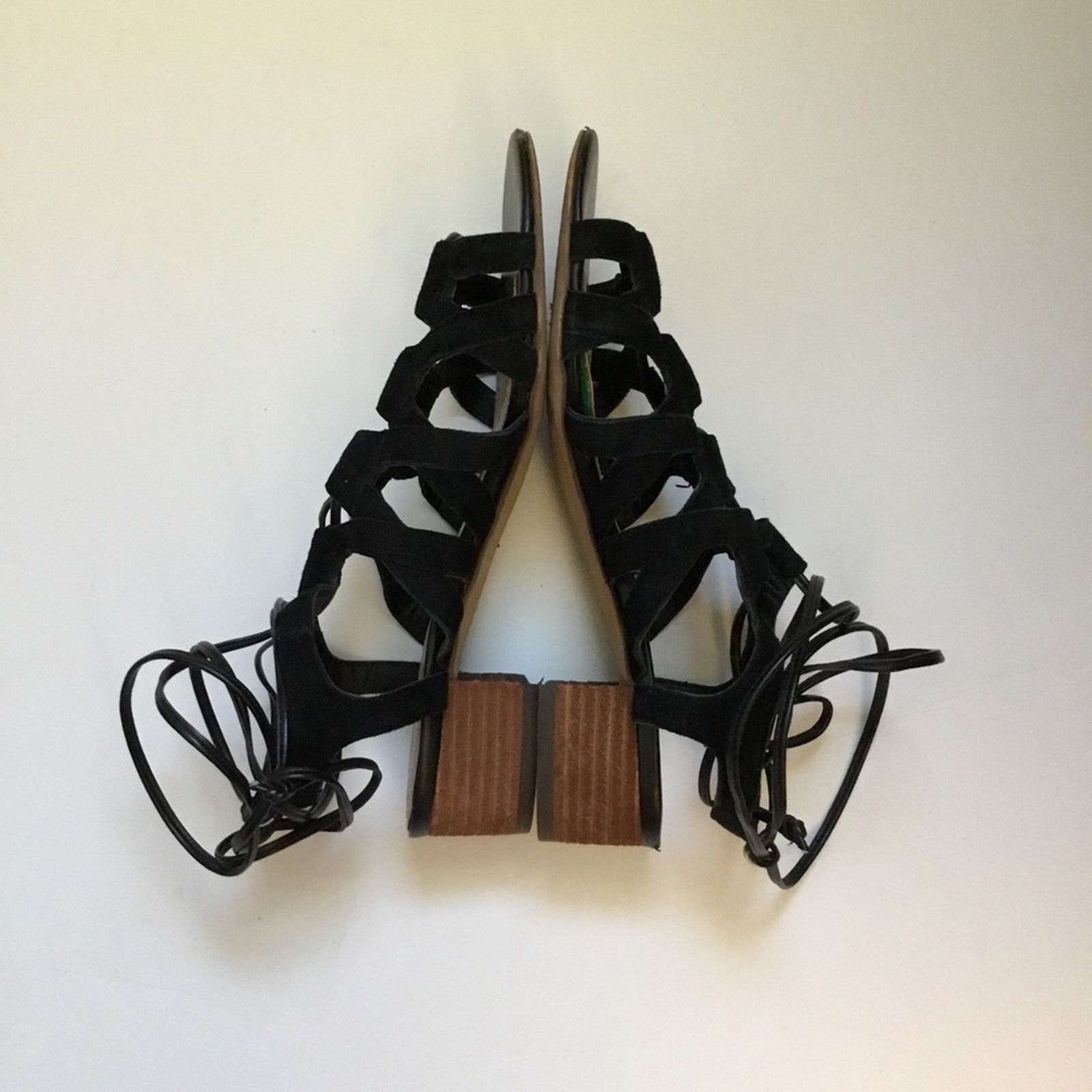 Sam Edelman Sam Edelman Black Suede Sandals with Laces Size US 6 / IT 36 - 9 Thumbnail