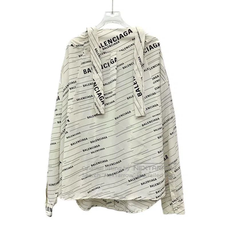 Balenciaga Balenciaga size 34 White Logo Letter Stripe Silk Collar Si Size XXS / US 00 / IT 34 - 2 Thumbnail