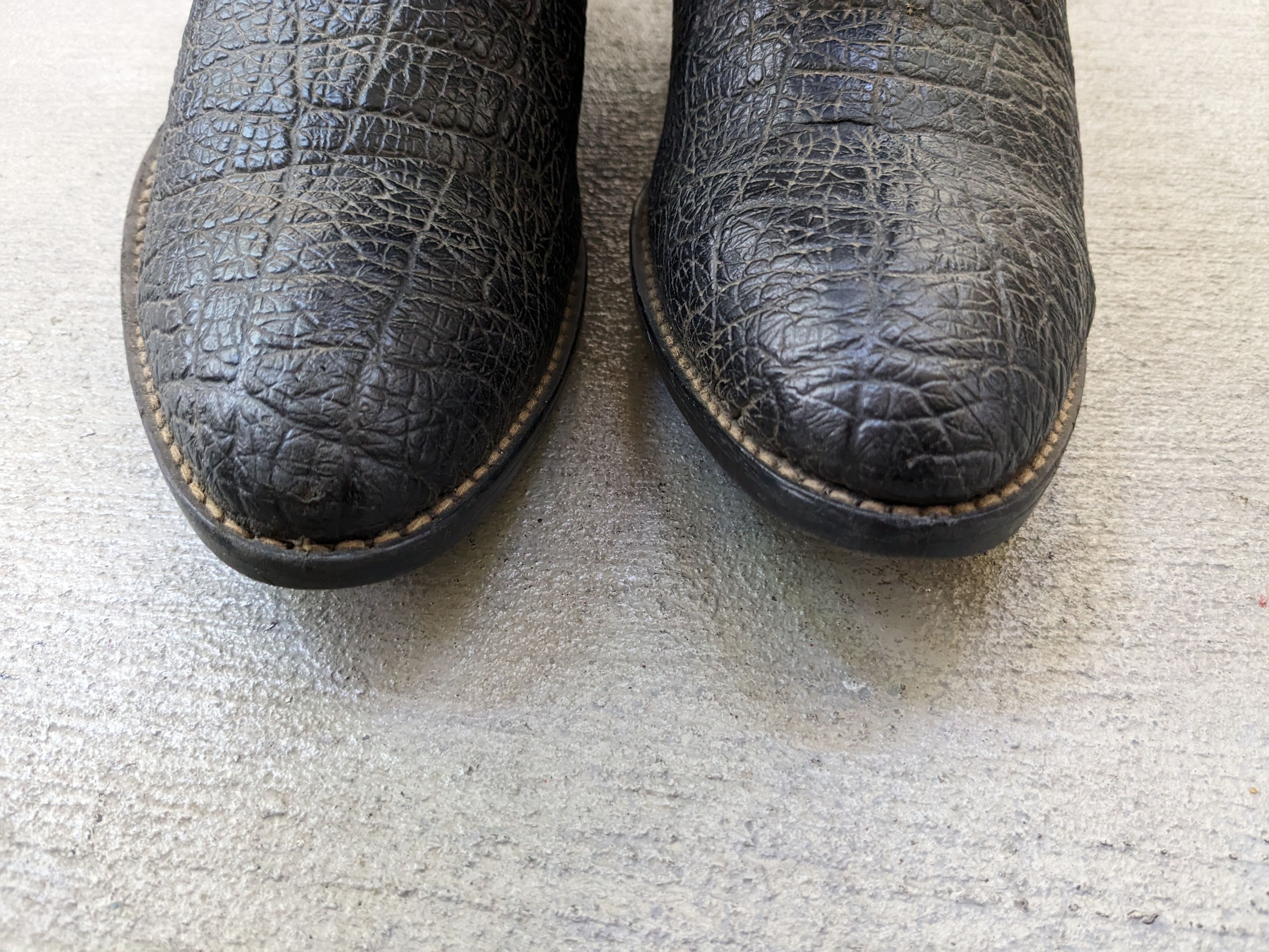 Vintage Vintage Bronco Cowboy Boots 12 Wide Black Faux Leather Vegan Size US 12 / EU 45 - 2 Thumbnail
