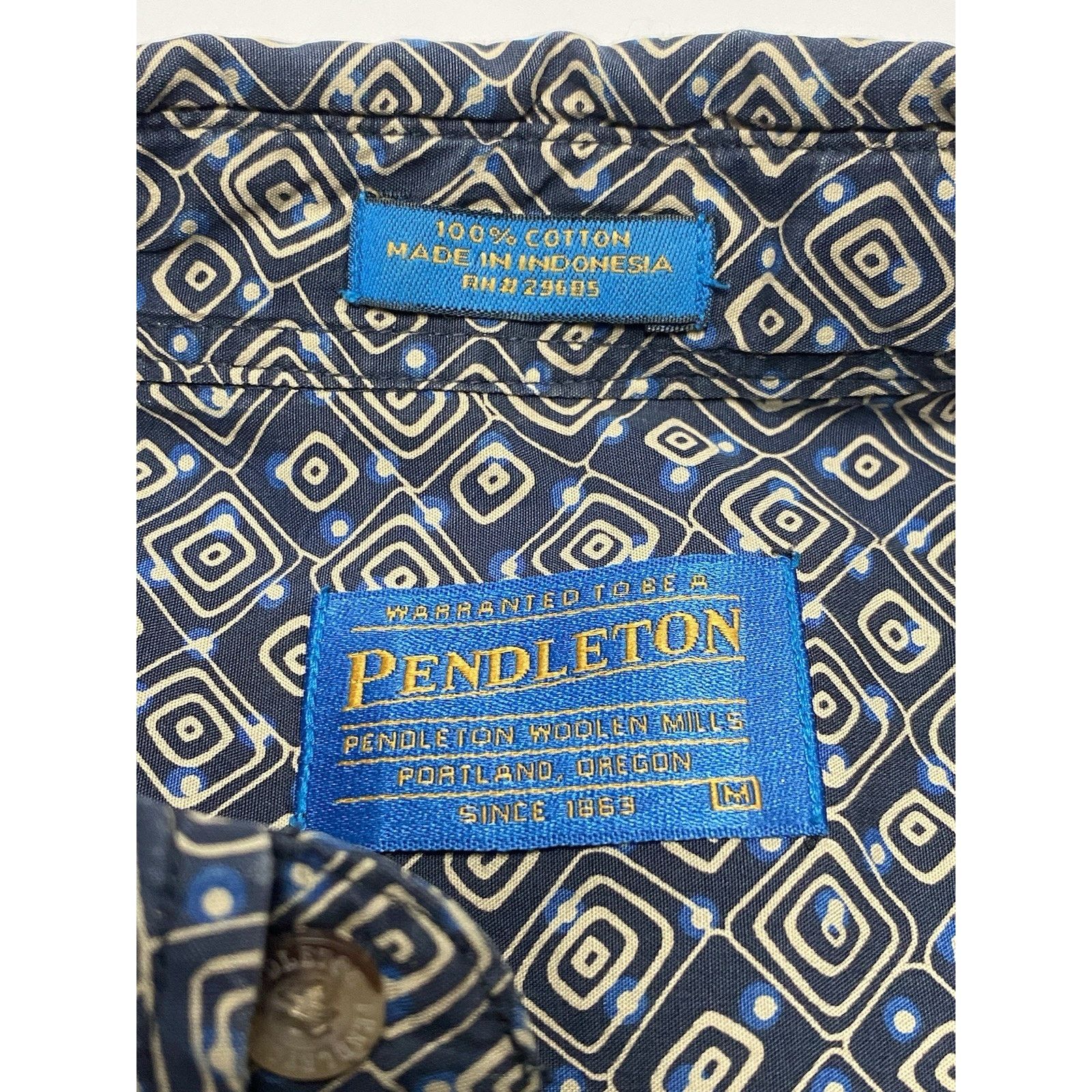 Pendleton PENDLETON Cotton Short Sleeve Blue&White Mens Size Medium Size US M / EU 48-50 / 2 - 3 Thumbnail