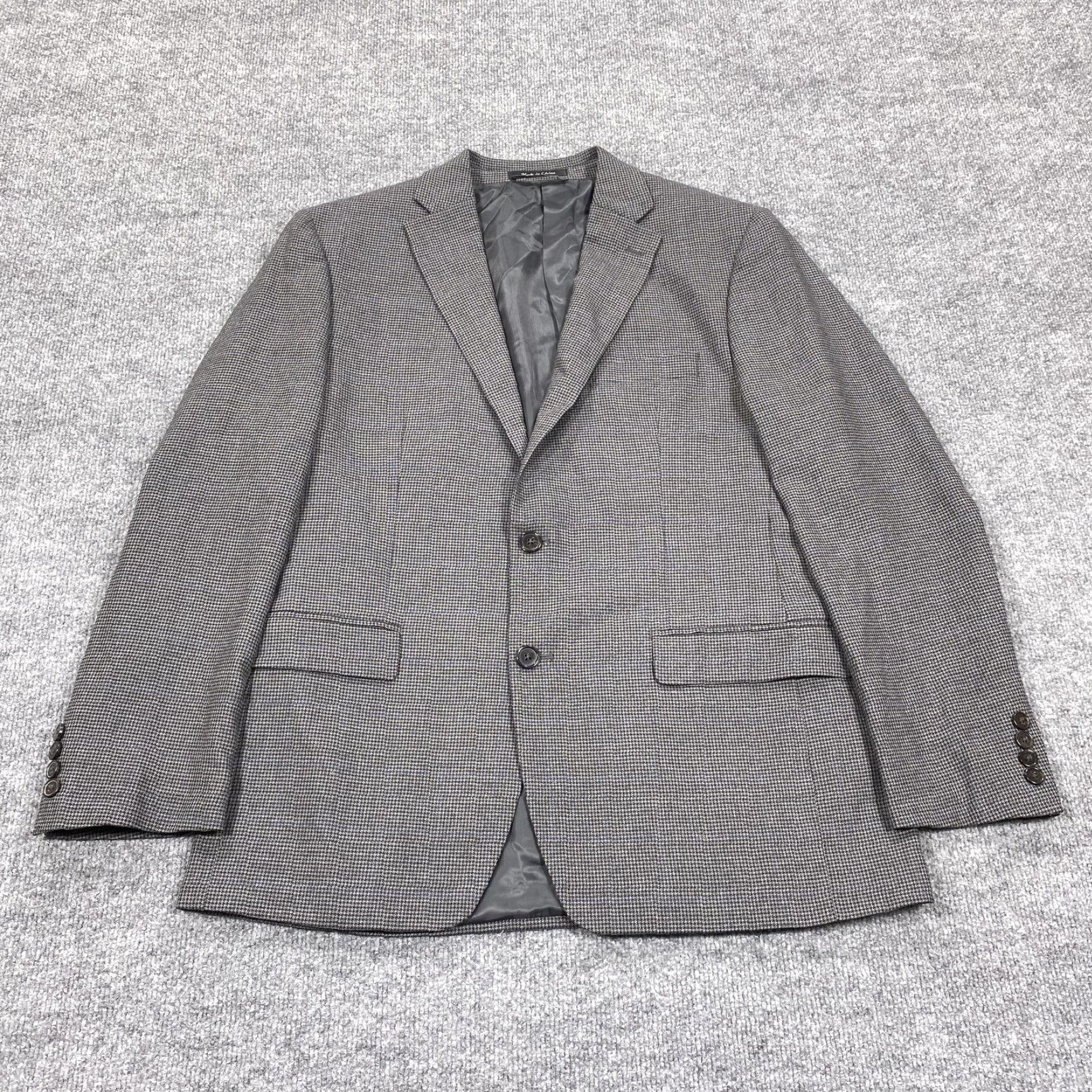 Chaps Chaps Blazer Mens 40R Gray Check Stretch Sport Coat Two Button Lined Jacket Size 40R - 2 Thumbnail