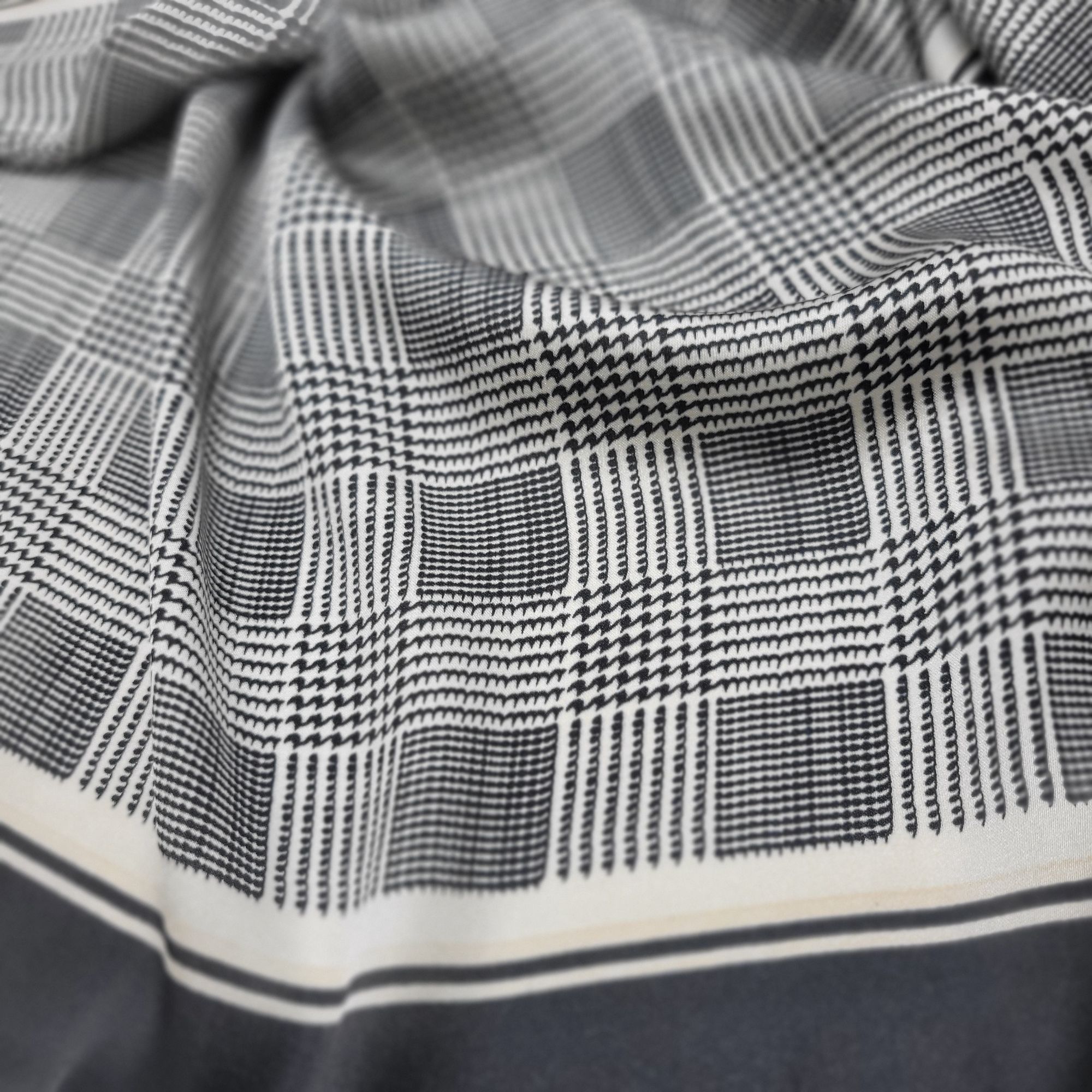Other ✨Luxurious Chic Silky Square Scarf Black & White Houndstooth Size ONE SIZE - 5 Thumbnail