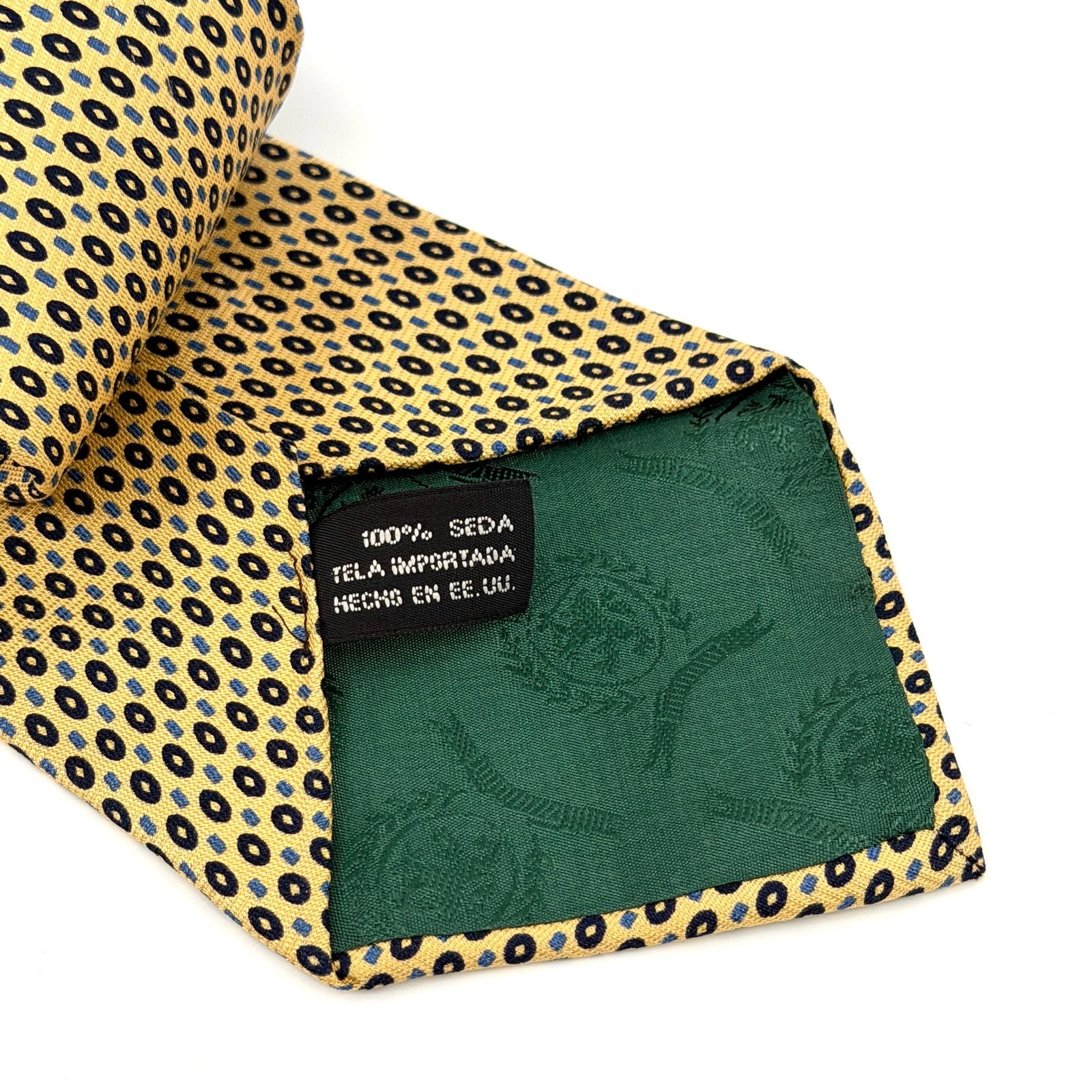 Tommy Hilfiger Vintage 90s yellow and Blue Geometric 100% Silk Tie Size ONE SIZE - 4 Thumbnail