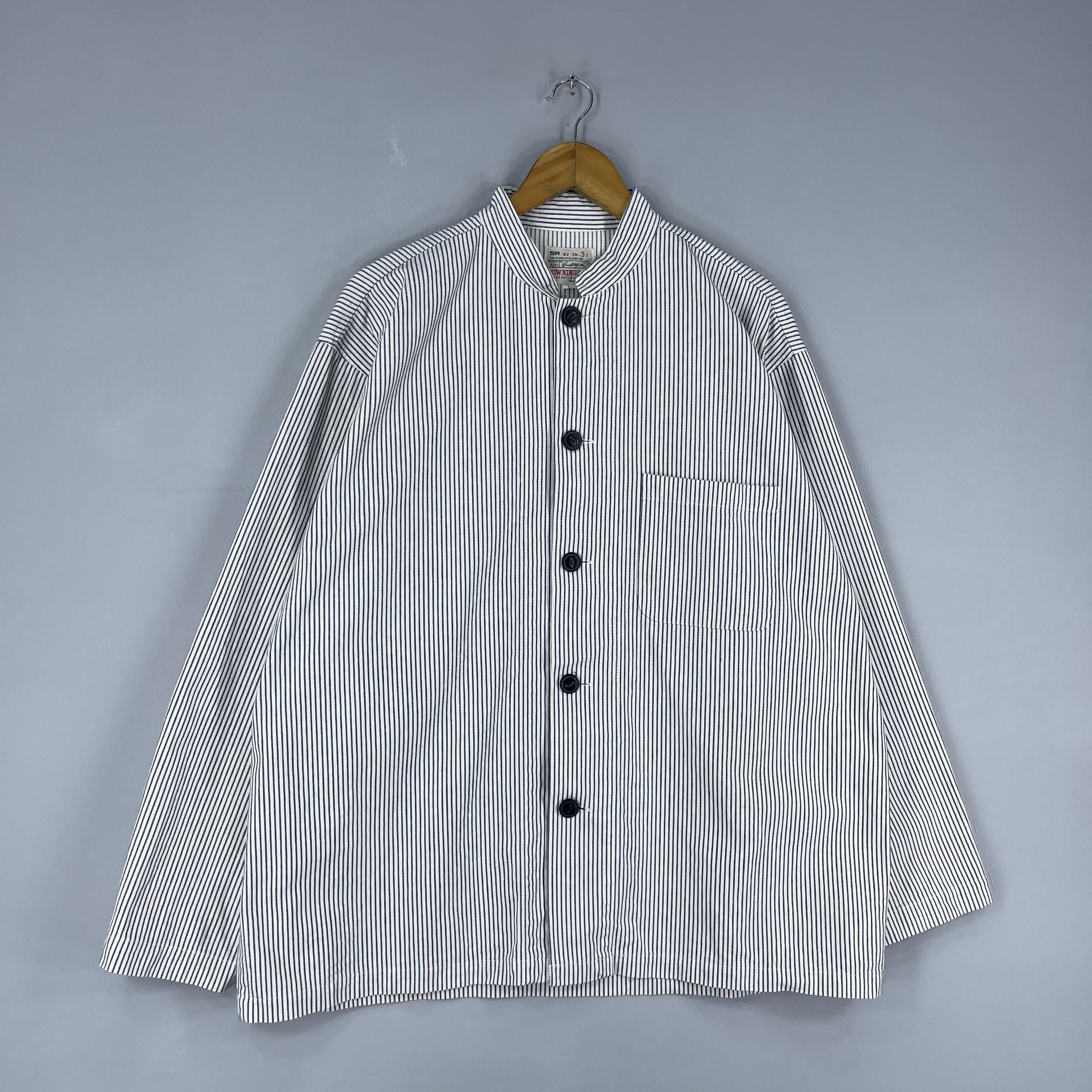 Japanese Brand Vintage DOWNINGS Stand Collar Hickory Workers Jacket Size US L / EU 52-54 / 3 - 3 Thumbnail