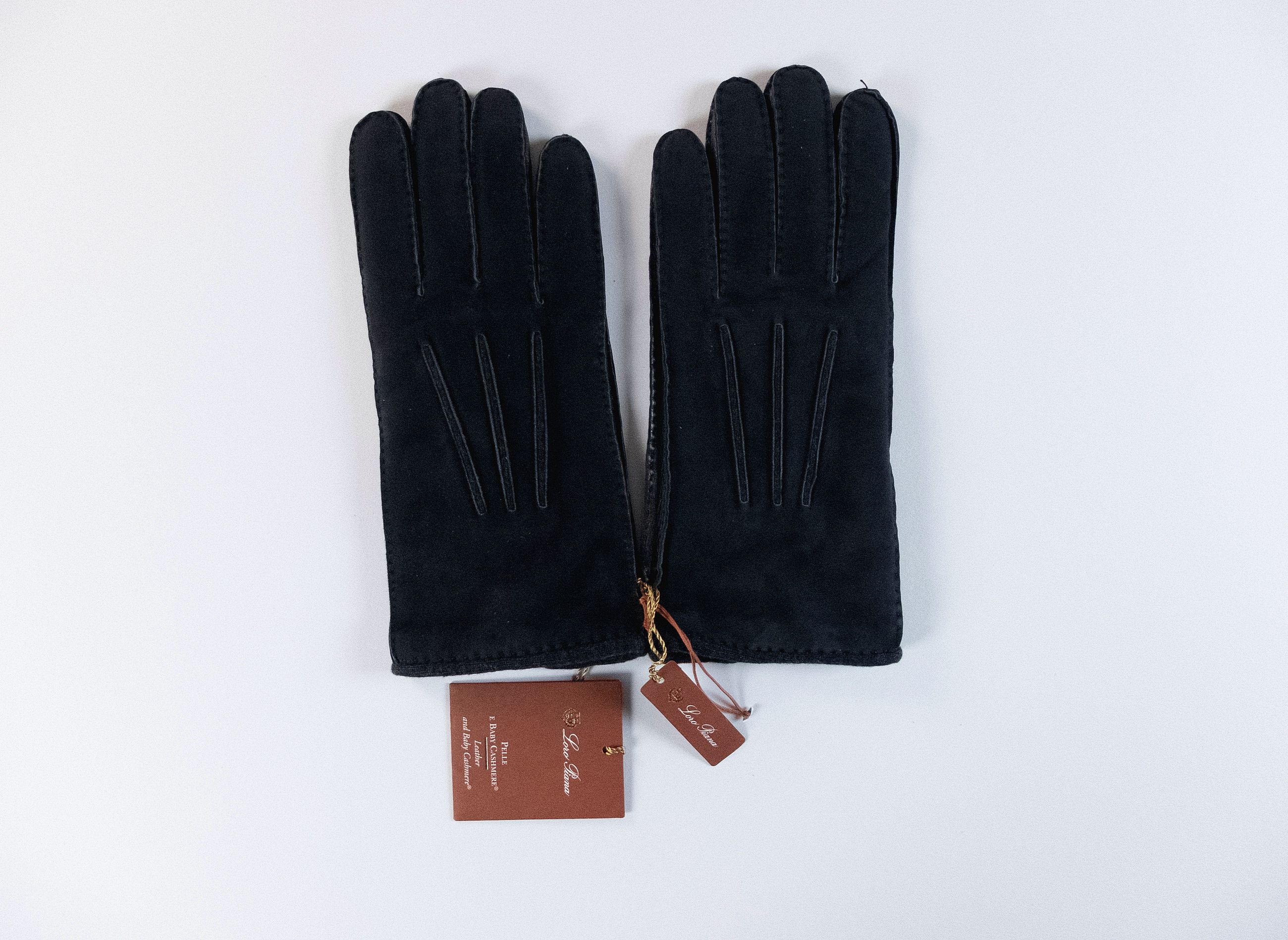Loro Piana LORO PIANA navy blue suede leather & baby cashmere gloves Size ONE SIZE - 1 Thumbnail