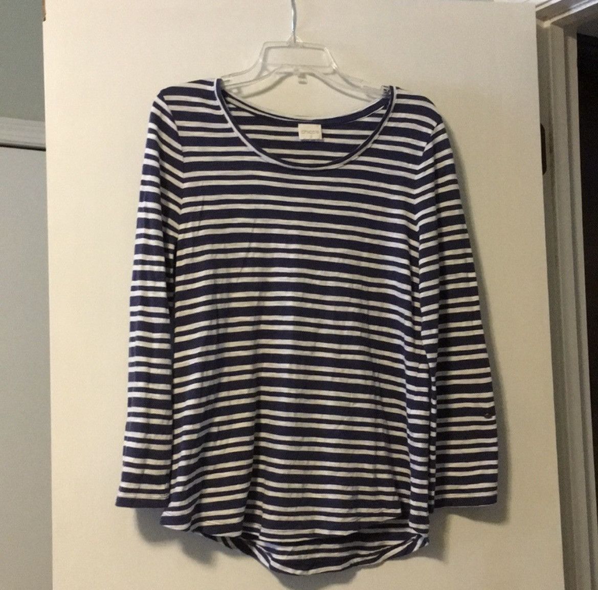 Chicos Chico’s Blue and White Striped Long Sleeve Size M / US 6-8 / IT 42-44 - 1 Preview