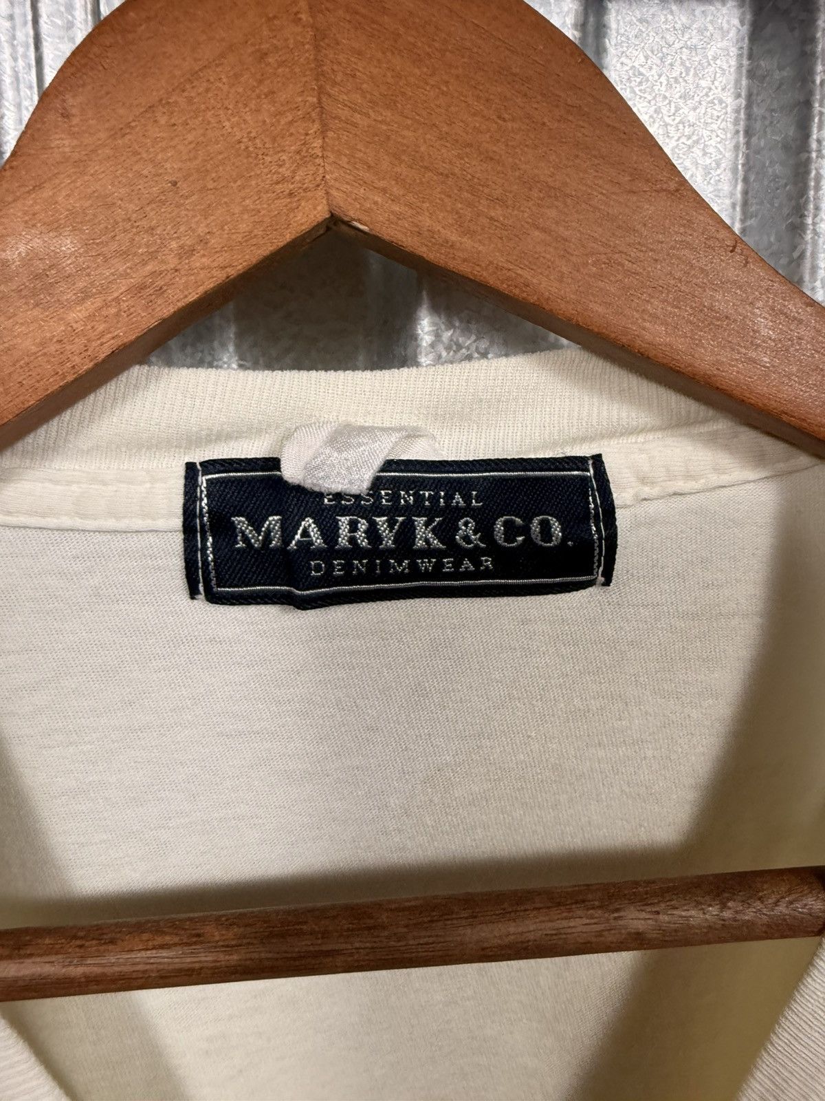 Other Vintage Marryk & Co Stone Wash Denim Faded Cropped Tee Shirt Size US L / EU 52-54 / 3 - 7 Thumbnail