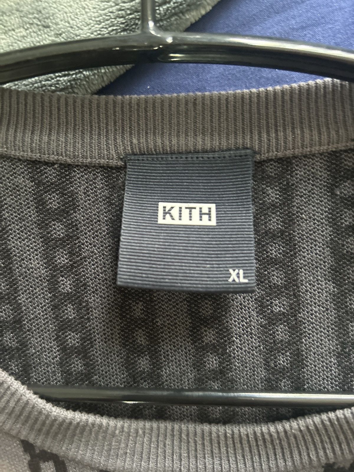 image of Kith Chain Link Tilden Shadow Crewneck Sweater in Black, Men's (Size XL)