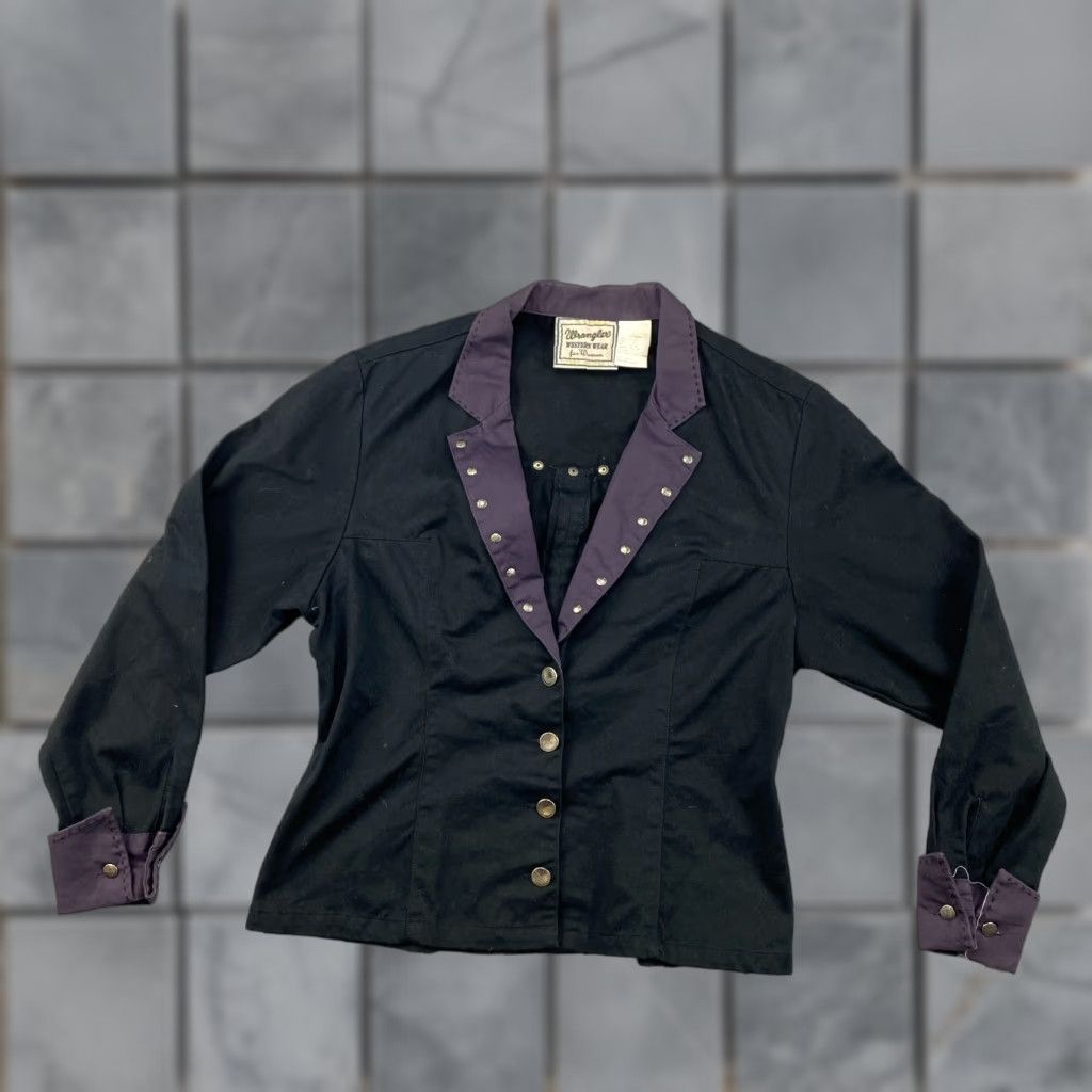 Wrangler VINTAGE Wrangler Western Shirt Jacket Womens Large L Black Button Up Studded Size L / US 10 / IT 46 - 1 Thumbnail