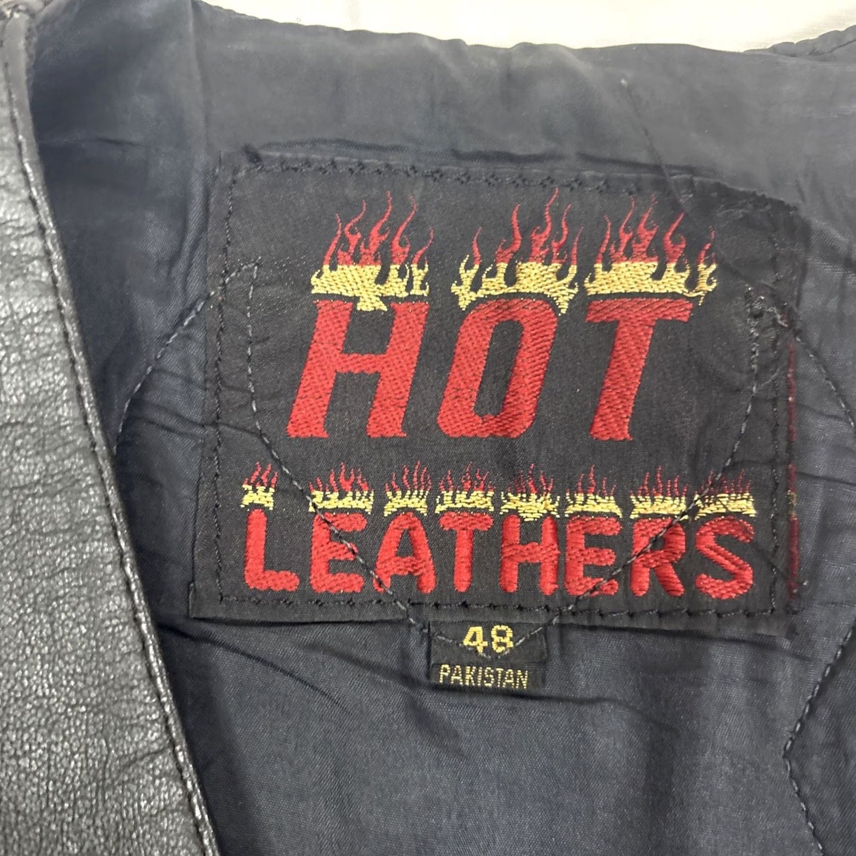 Vintage VINTAGE Hot Leathers Motorcycle Vest Men’s Side 48 Black Braided Patches Drawstring Side Mens Vest 48 Black Size US M / EU 48-50 / 2 - 2 Thumbnail