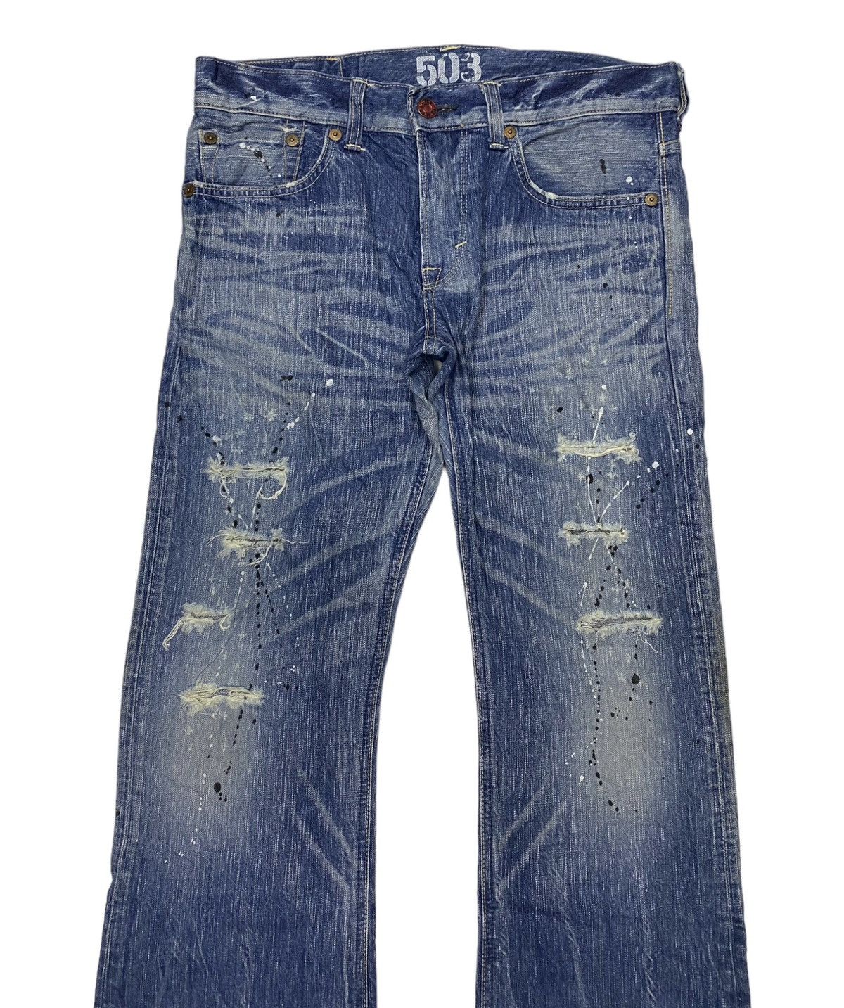 If Six Was Nine 🔥EDWIN 503 BLUE TRIP FLARE JEANS DISTRESSED DENIM Size US 36 / EU 52 - 3 Thumbnail