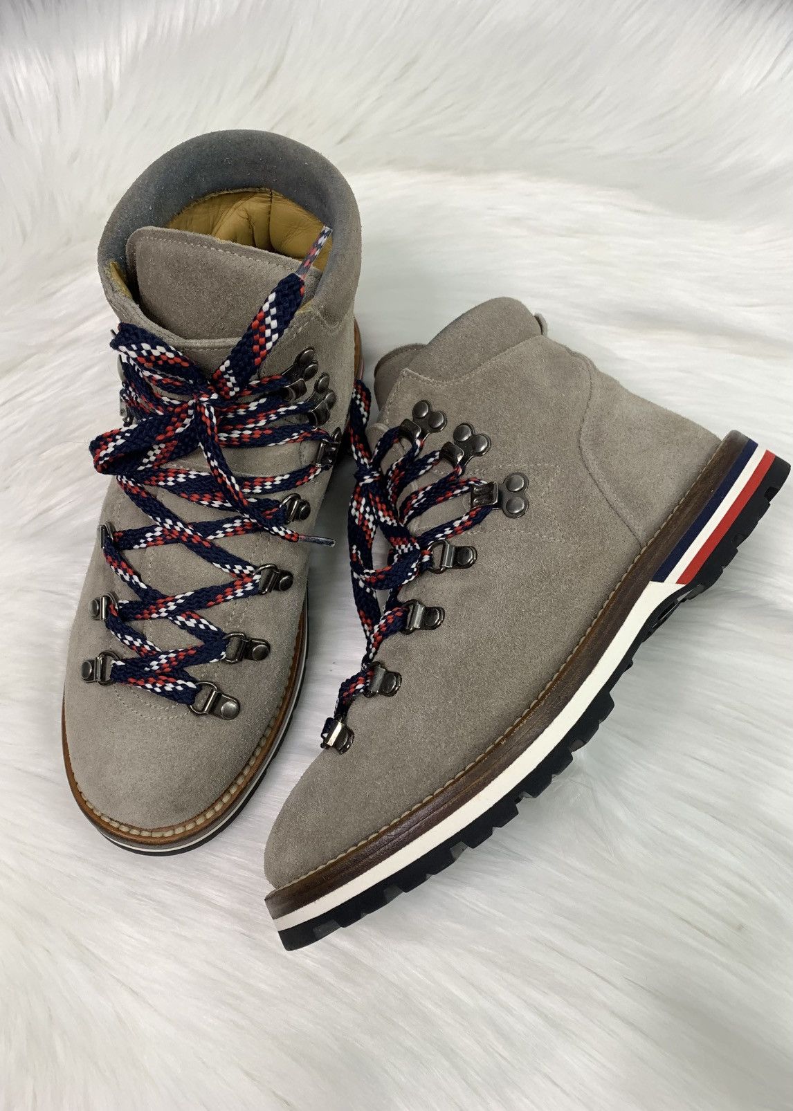 Moncler Blanche Suede Hiking Ankle Boots 38/39 Size