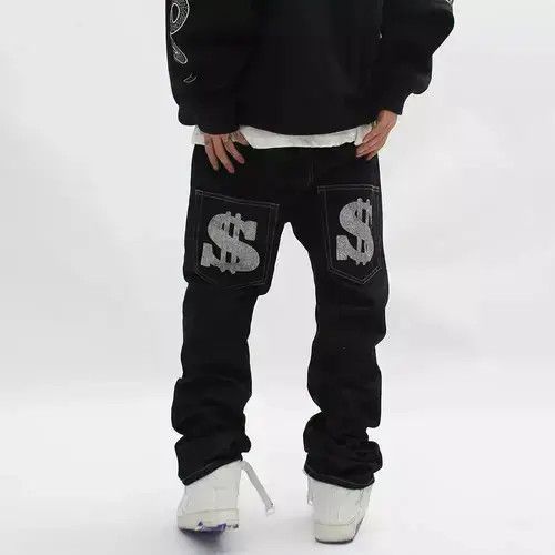 Japanese Brand Retro Rhinestone Y2K Denim Size US 30 / EU 46 - 2 Thumbnail