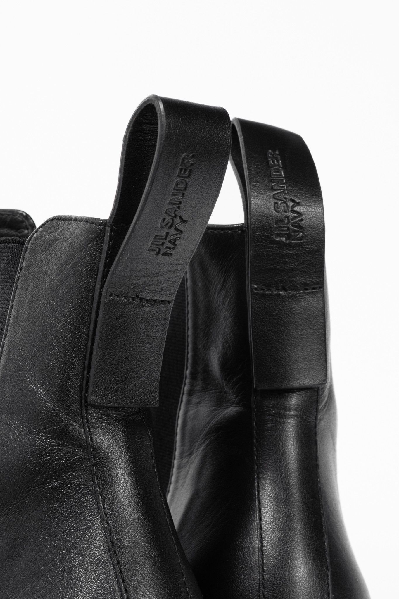 Jil Sander Jil Sander Navy Black Leather Chelsea Wedge Boots Size US 7.5 / IT 37.5 - 8 Thumbnail