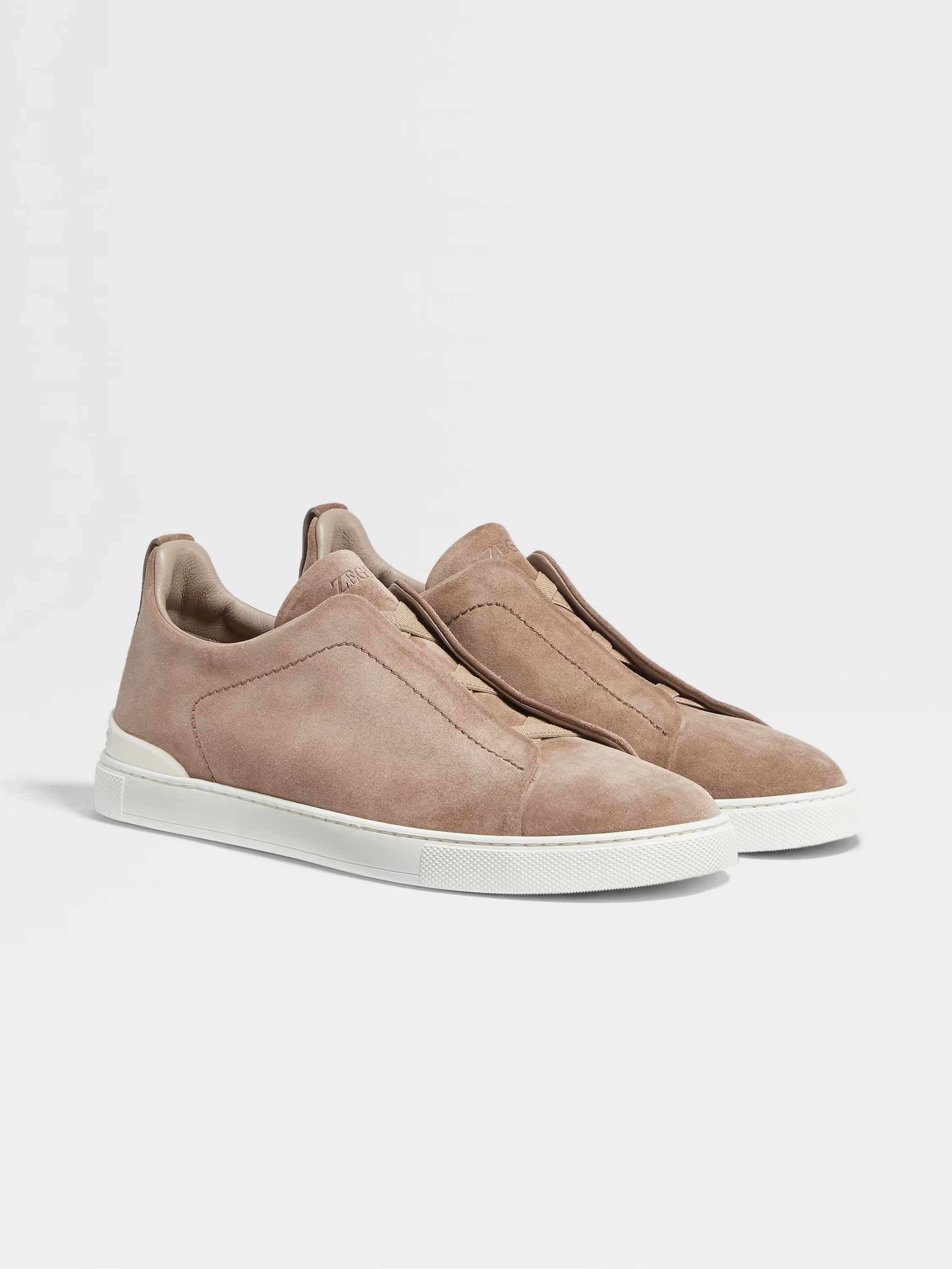 Ermenegildo Zegna o1s1rm0325 RLHSOY Triple Stitch™ Suede Sneakers in Beige Size US 12 / EU 45 - 5 Thumbnail