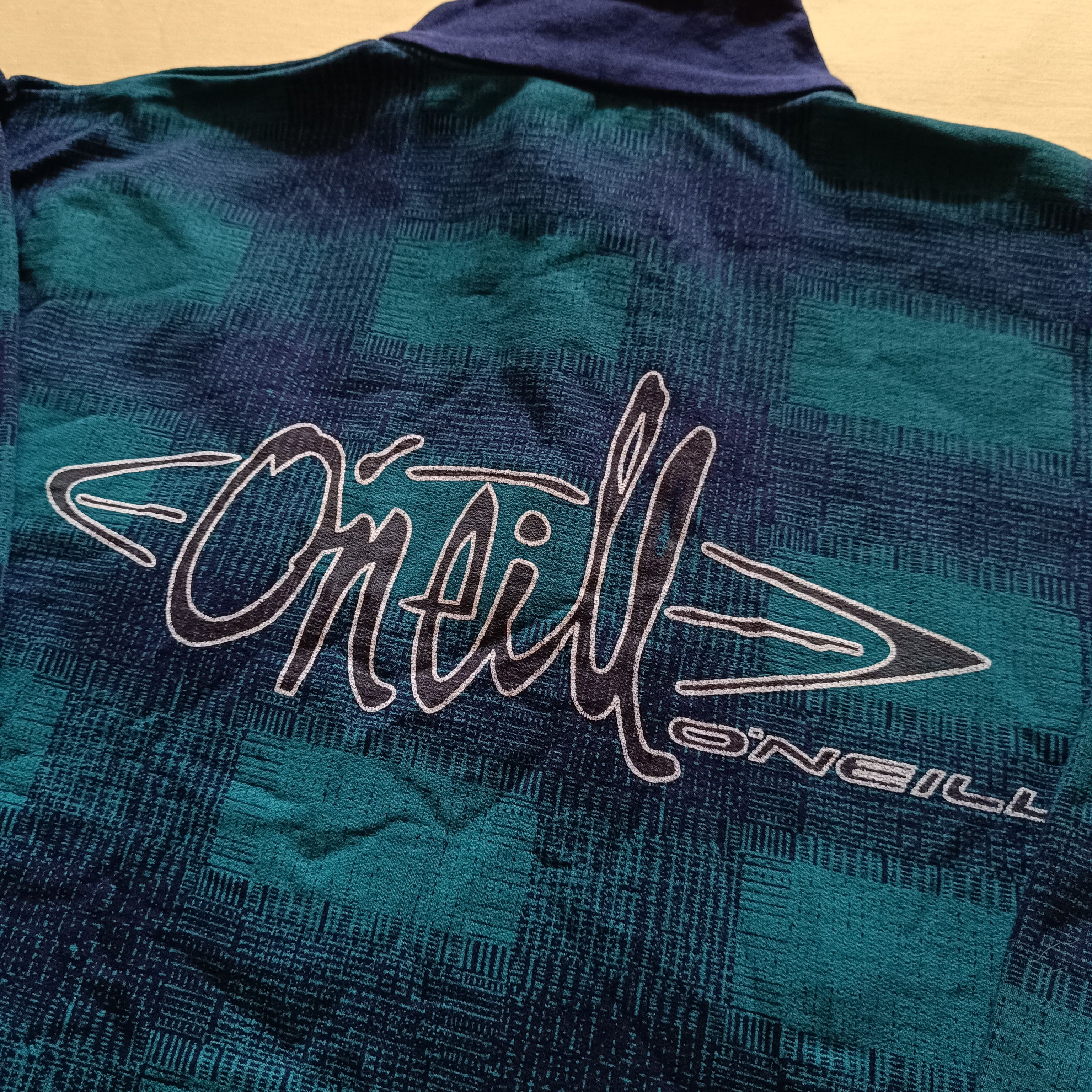 O'Neill Vintage 80s 90s O'neill Plaid Quarterzip Petrol Blue XL Size US XL / EU 56 / 4 - 4 Thumbnail
