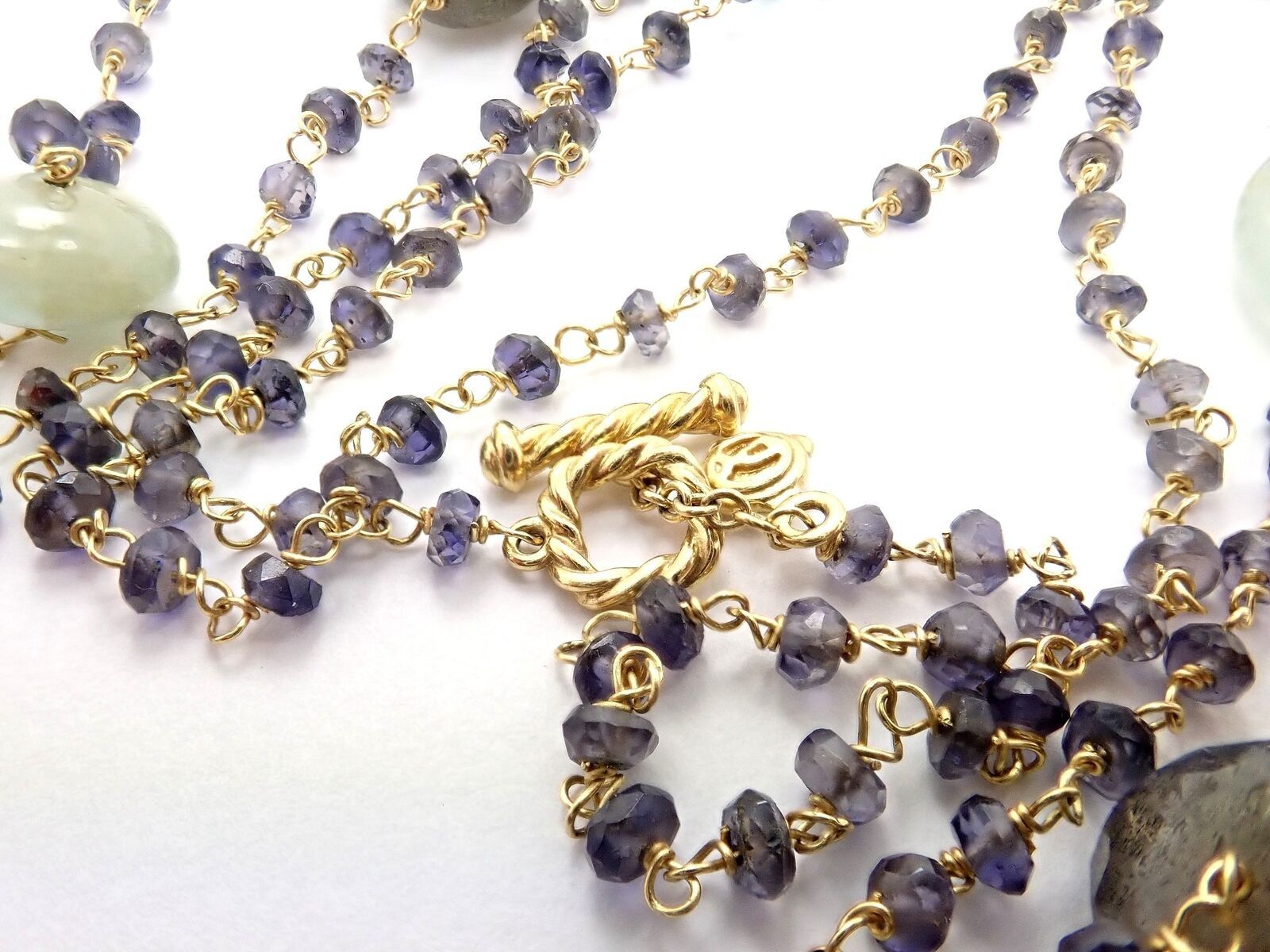 18k Yellow Gold 46 Long Chain Bead Toggle Necklace