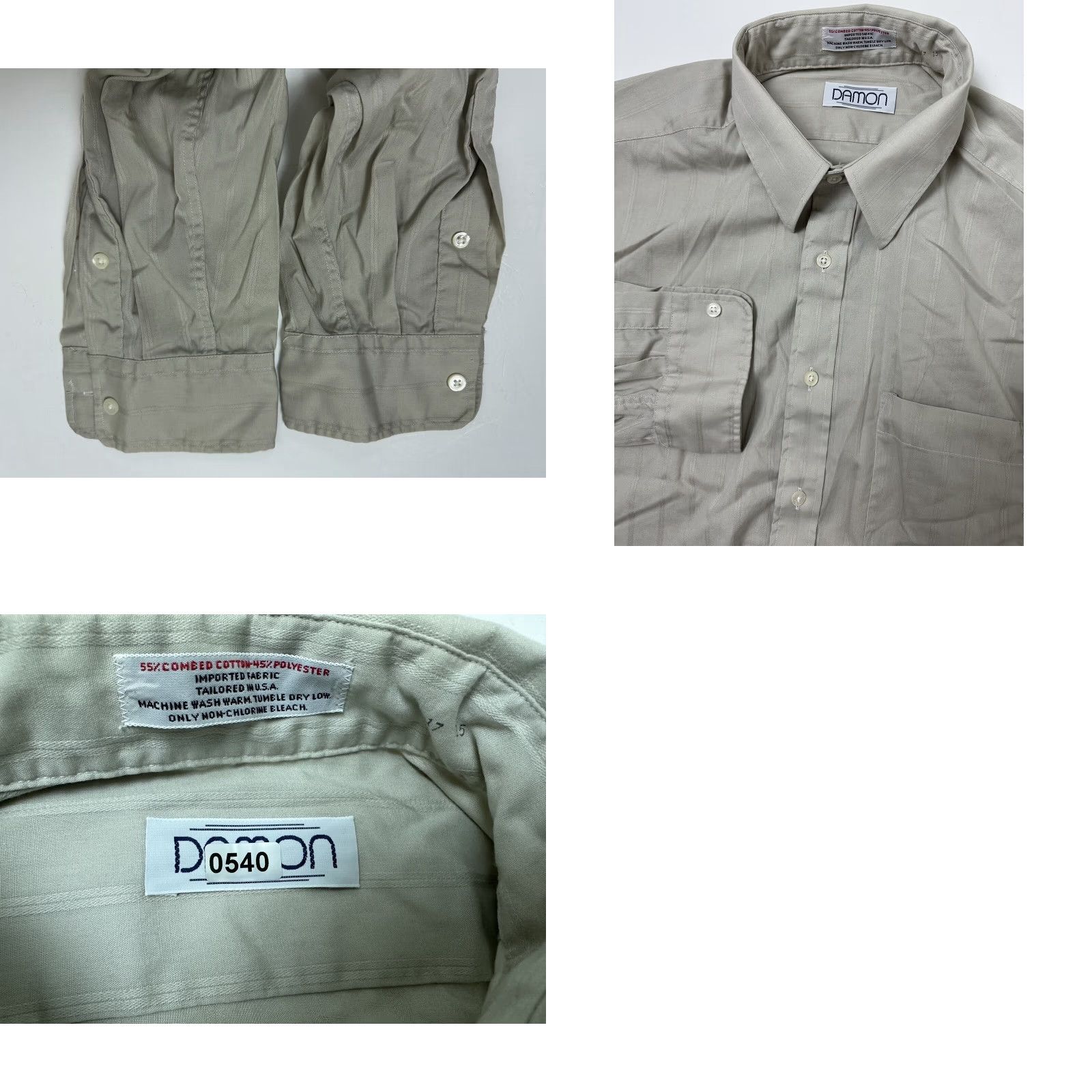 Vintage VINTAGE Damon Shirt XL 80s Button-Up Long Sleeve Gray Cotton Polyester Slim Casual Business 80s Retro Mens Button-Up Damon's Shirt Size US XL / EU 56 / 4 - 10 Thumbnail