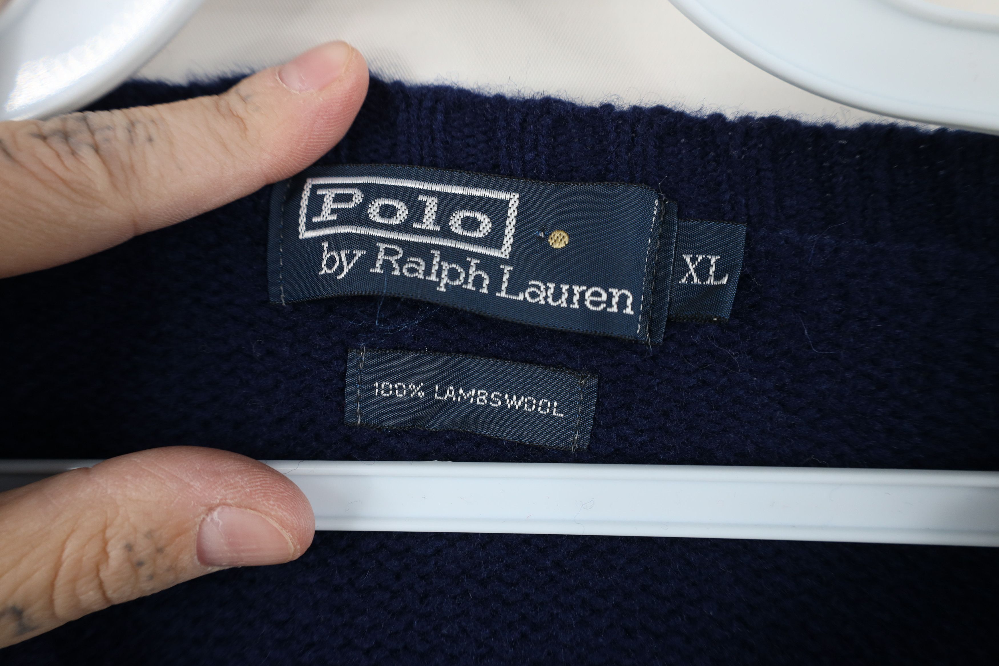 Ralph Lauren Vintage 90s Ralph Lauren Lambswool Knit V-Neck Sweater Blue Size US XL / EU 56 / 4 - 10 Thumbnail