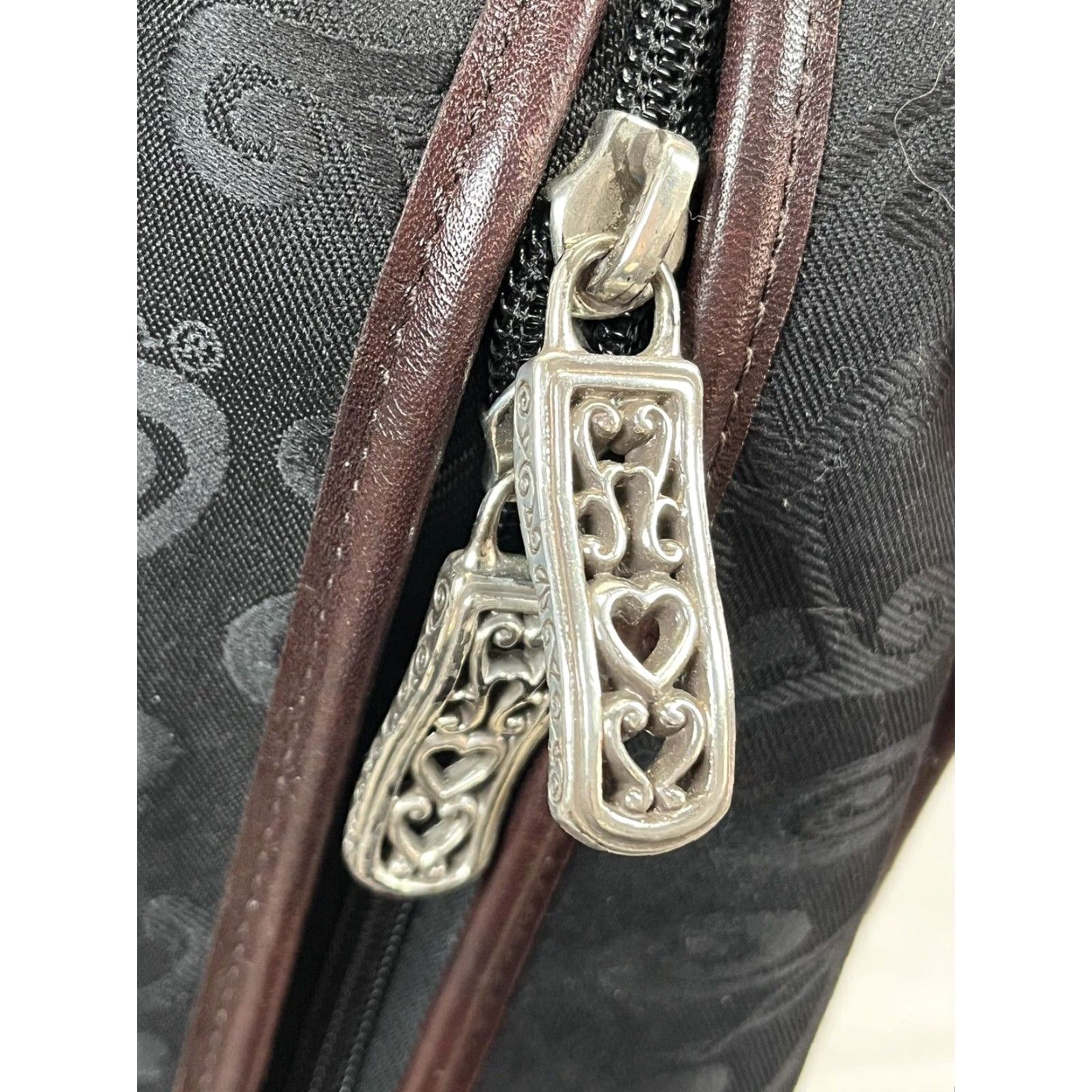 Brighton VINTAGE Brighton Overnight Travel Bag Women Large Black Brown Leather Canvas Size ONE SIZE - 6 Thumbnail