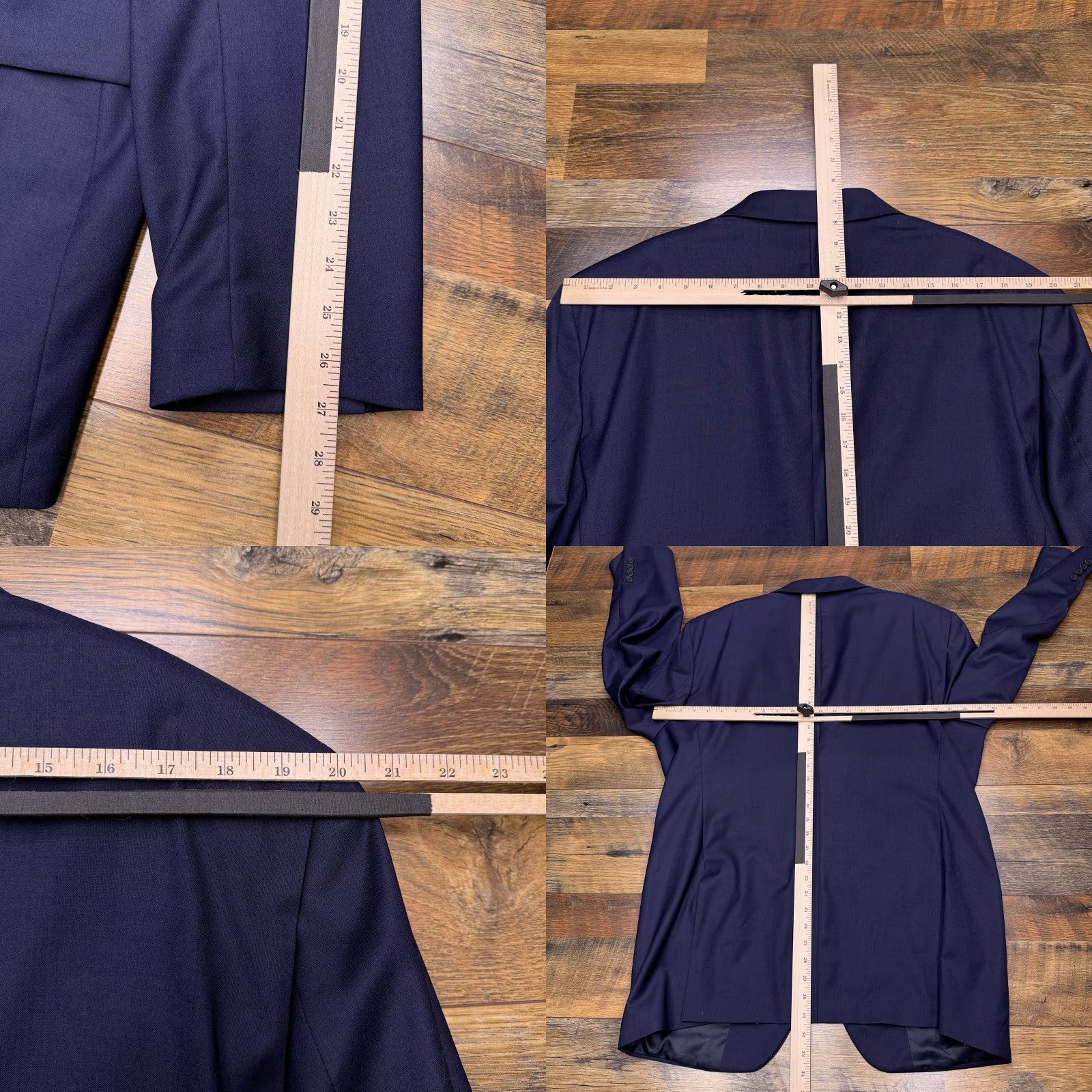 Nordstrom Nordstrom Sport Coat Blue Navy Wool Elastane 46 Long Notch Lapel Slim Fit Single-Breasted 2-Button Dry Clean Only Vent Blazer Men Size 46R - 9 Thumbnail