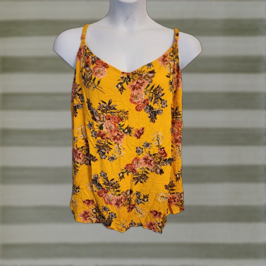 Torrid Torrid Yellow Floral Print Sleeveless Cami Top Shirt 4X Tank Camisole Size XXL / US 16-18 / IT 52-54 - 1 Thumbnail