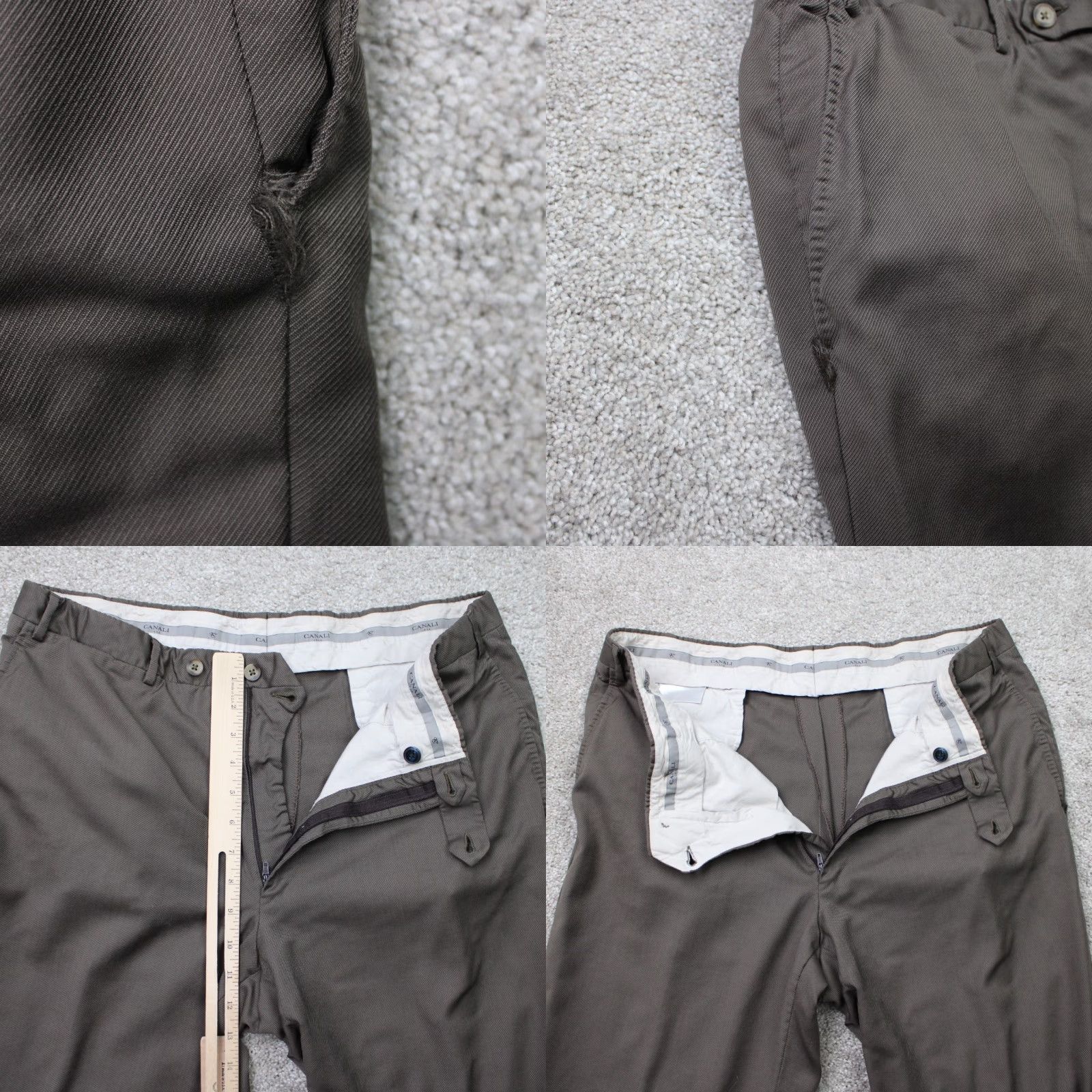 Canali Canali Dress Pants Mens 36x30 Brown Flat Front 100% Wool Straight Leg Size US 36 / EU 52 - 8 Thumbnail