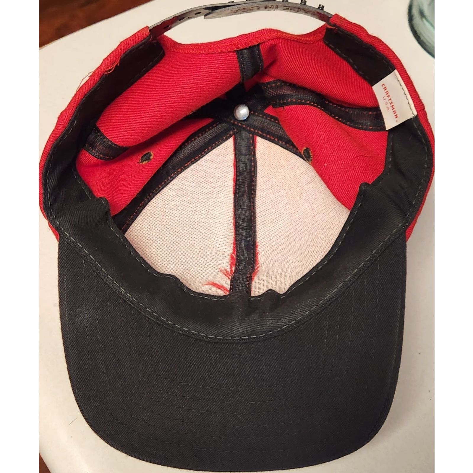 Vintage VINTAGE Craftsman Hat Snapback Logo Red Black USA MADE Mens Adjusta ble Cap Emblem Badge Graphic Classic Size ONE SIZE - 7 Thumbnail