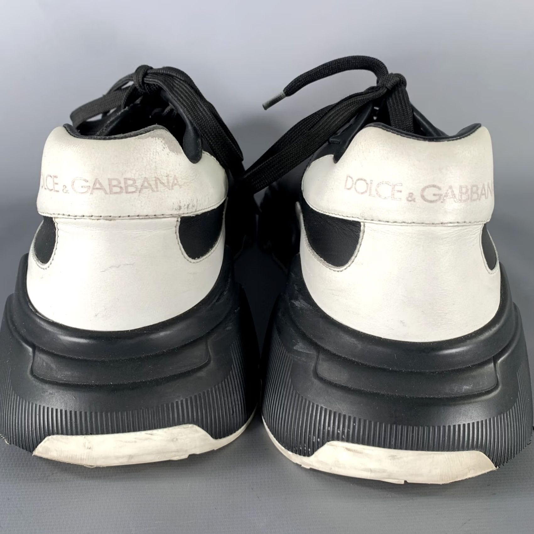 Dolce & Gabbana DOLCE & GABBANA Leather Sneakers Size 10 Black White Size US 10 / EU 43 - 3 Thumbnail