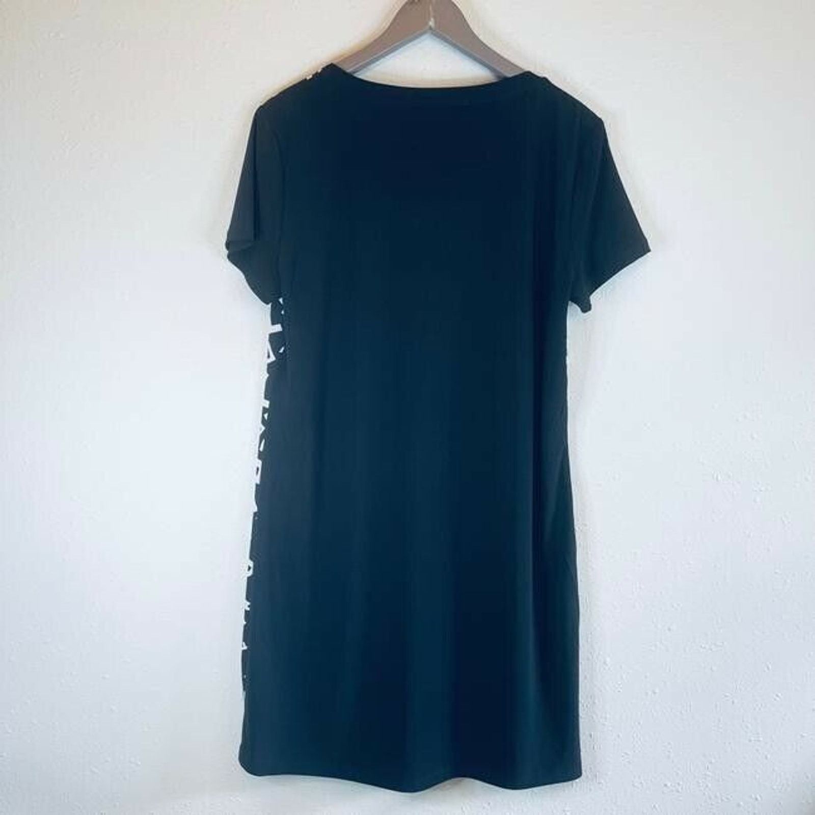 Karl Lagerfeld KARL LAGERFELD PARIS - BLACK & WHITE MONOGRAM T-SHIRT DRESS Size XL / US 12-14 / IT 48-50 - 2 Thumbnail