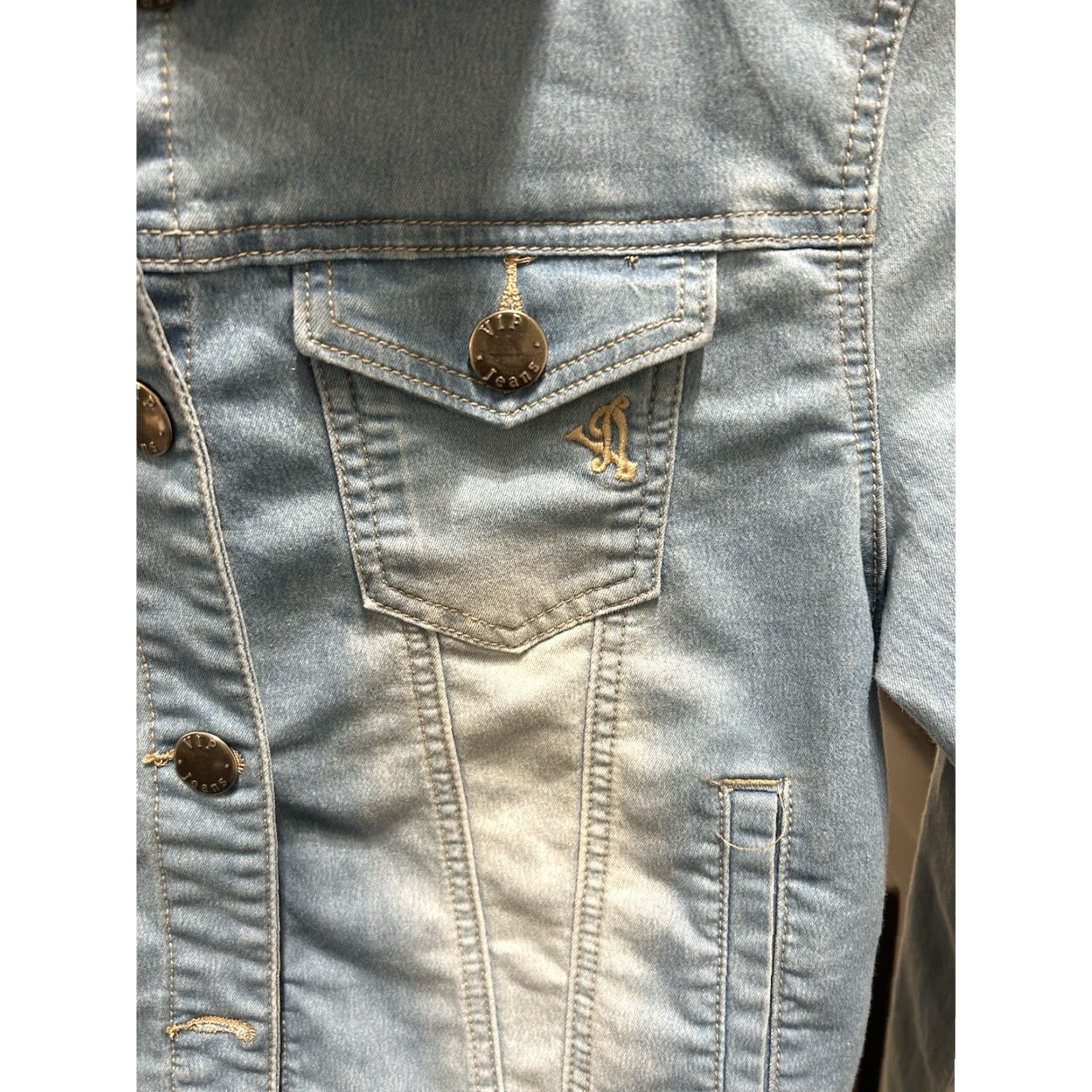 Vintage V.I.P. Jean Crop Jacket Button Up Juniors Size M Women Blue Crop Jacket M VIP Jeans Short Jacket Button Up Adults Size 32" / US 10 / IT 46 - 3 Thumbnail