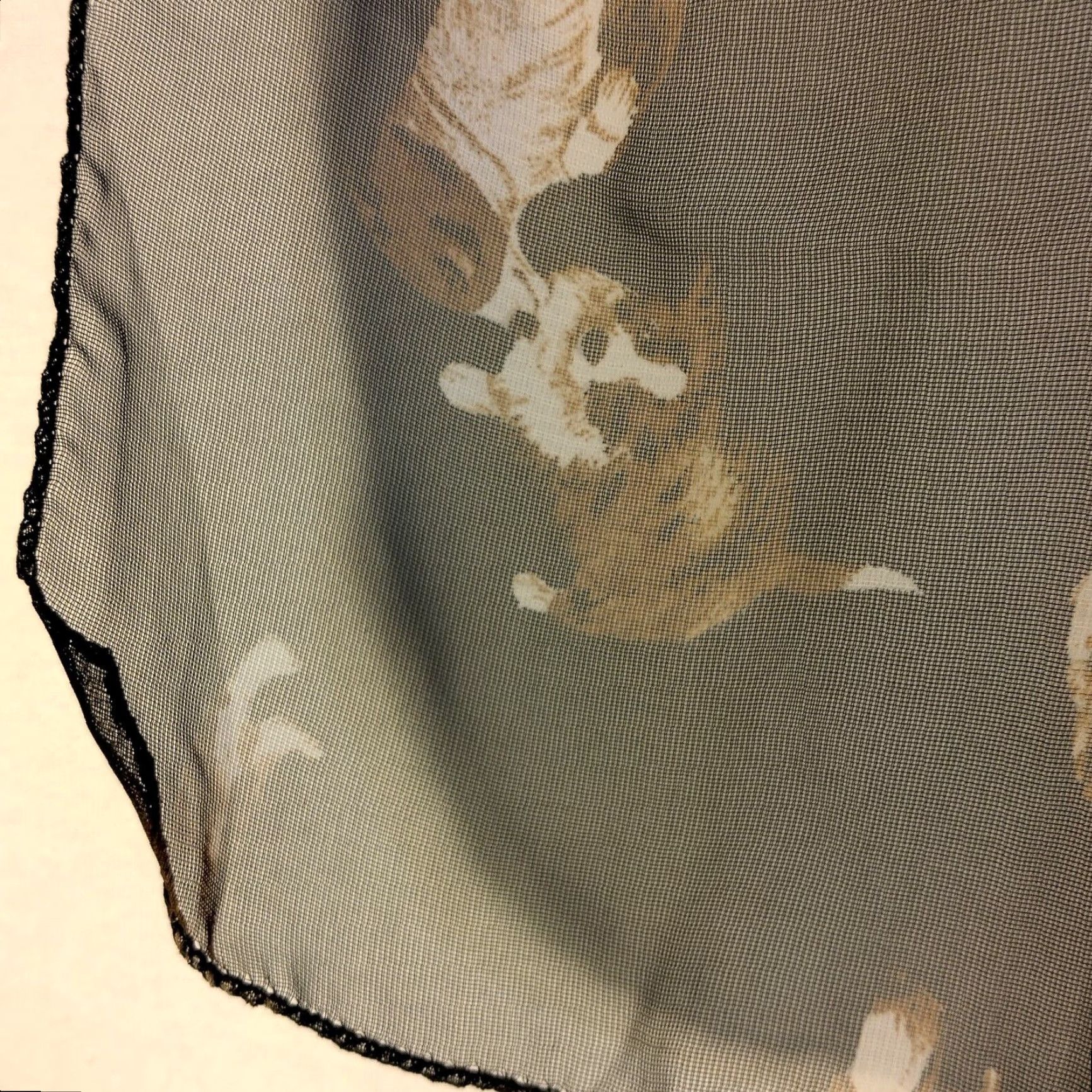 Vintage City Silk Scarf Black Sheer Polyester by City Silk Basset Hound Dogs Puppy 64" Size ONE SIZE - 5 Thumbnail