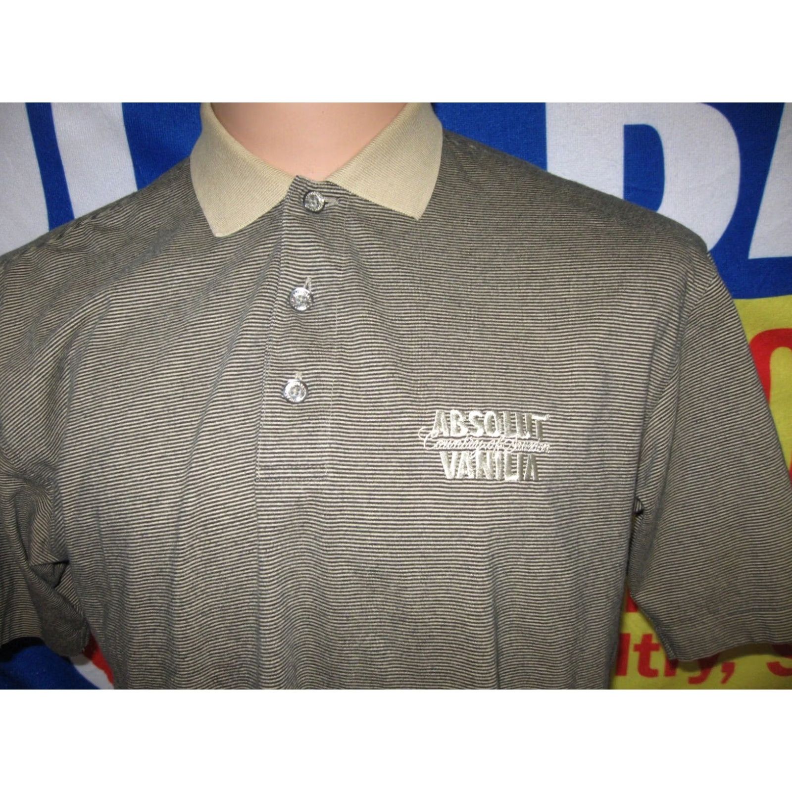 Vintage Ashworth ABSOLUT VANILIA Polo Shirt Men's Medium SWEDEN SWEDISH LIQUOR Vodka Size US M / EU 48-50 / 2 - 2 Thumbnail
