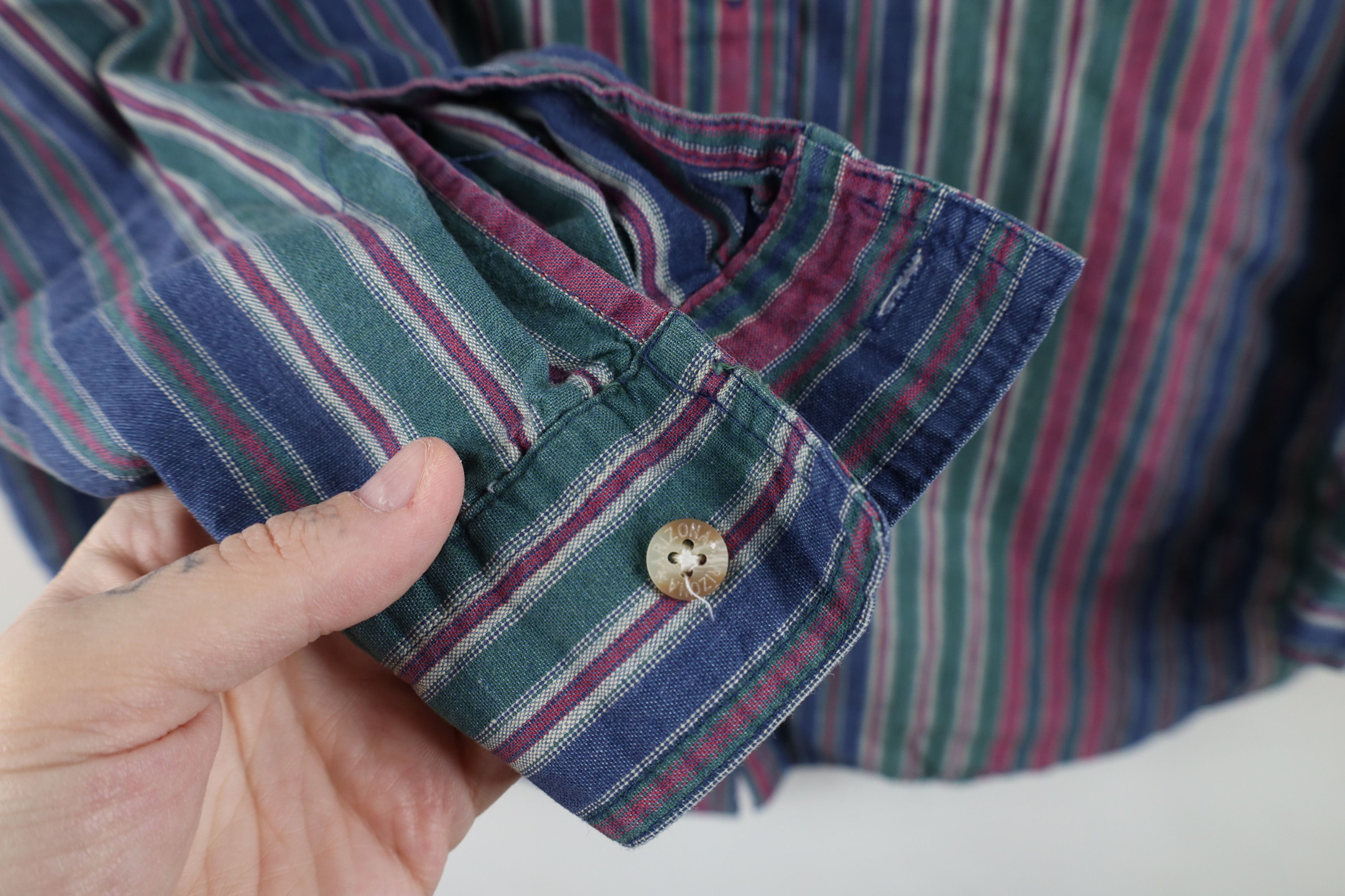 Vintage Vintage 90s Streetwear Striped Collared Button Shirt Size L / US 10 / IT 46 - 7 Thumbnail