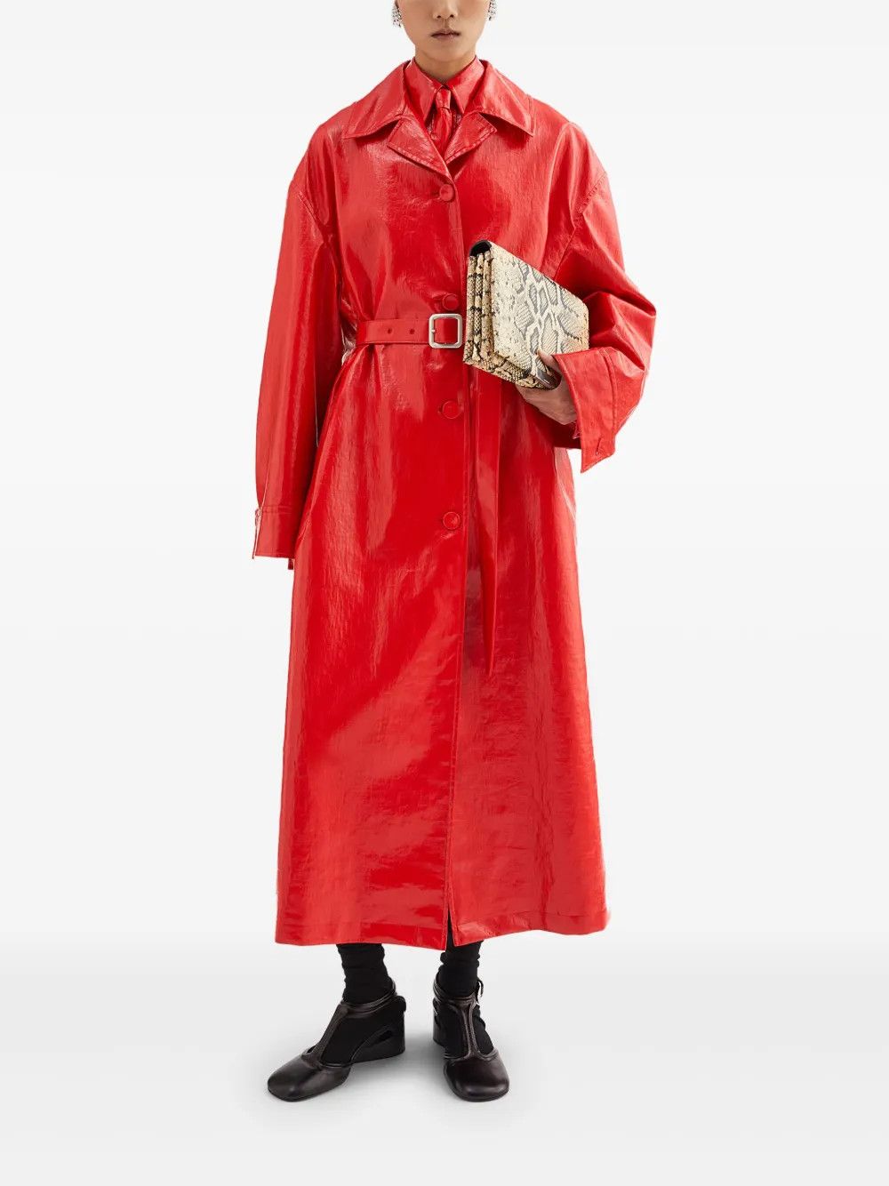 Jil Sander o1loc1c0426 Belted Trench Coat in Red Size M / US 6-8 / IT 42-44 - 5 Thumbnail