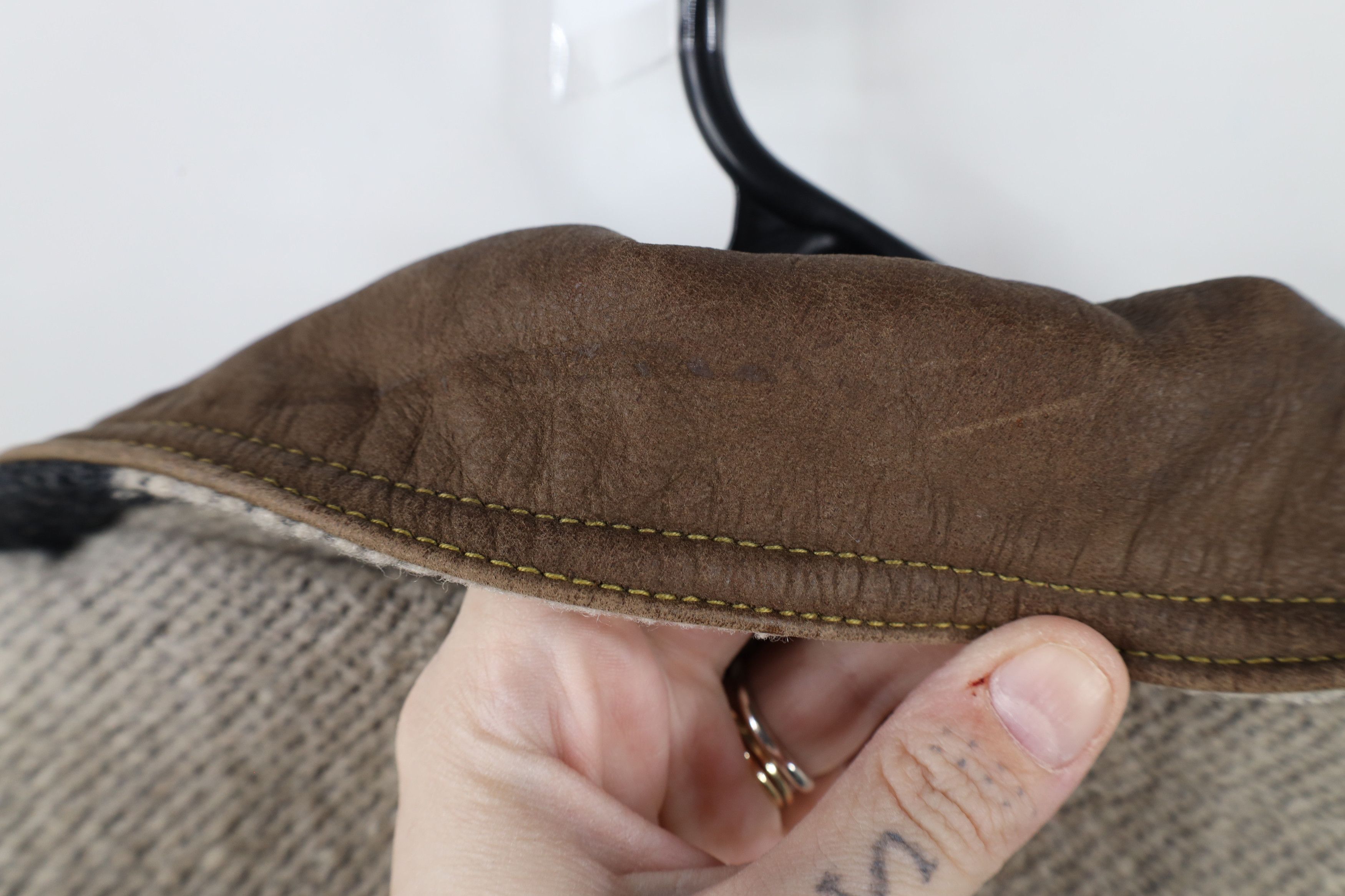 Vintage Vintage 90s Streetwear Wool Tweed Leather Collar Jacket Size US S / EU 44-46 / 1 - 15 Thumbnail