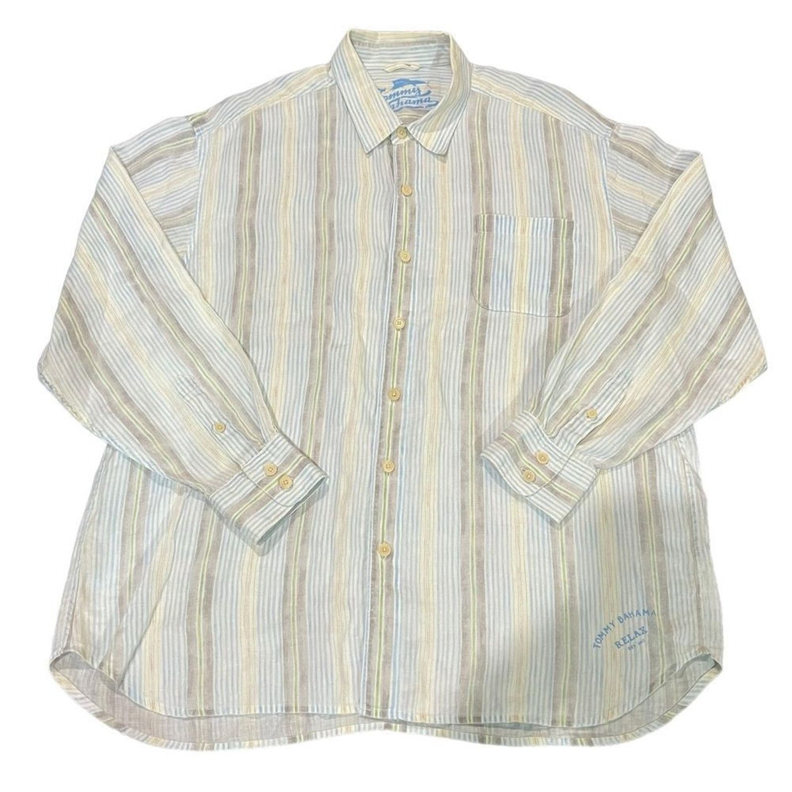 Tommy Bahama Tommy Bahama Shirt Mens 2XL Beige Striped Button-Up Size US XXL / EU 58 / 5 - 2 Thumbnail