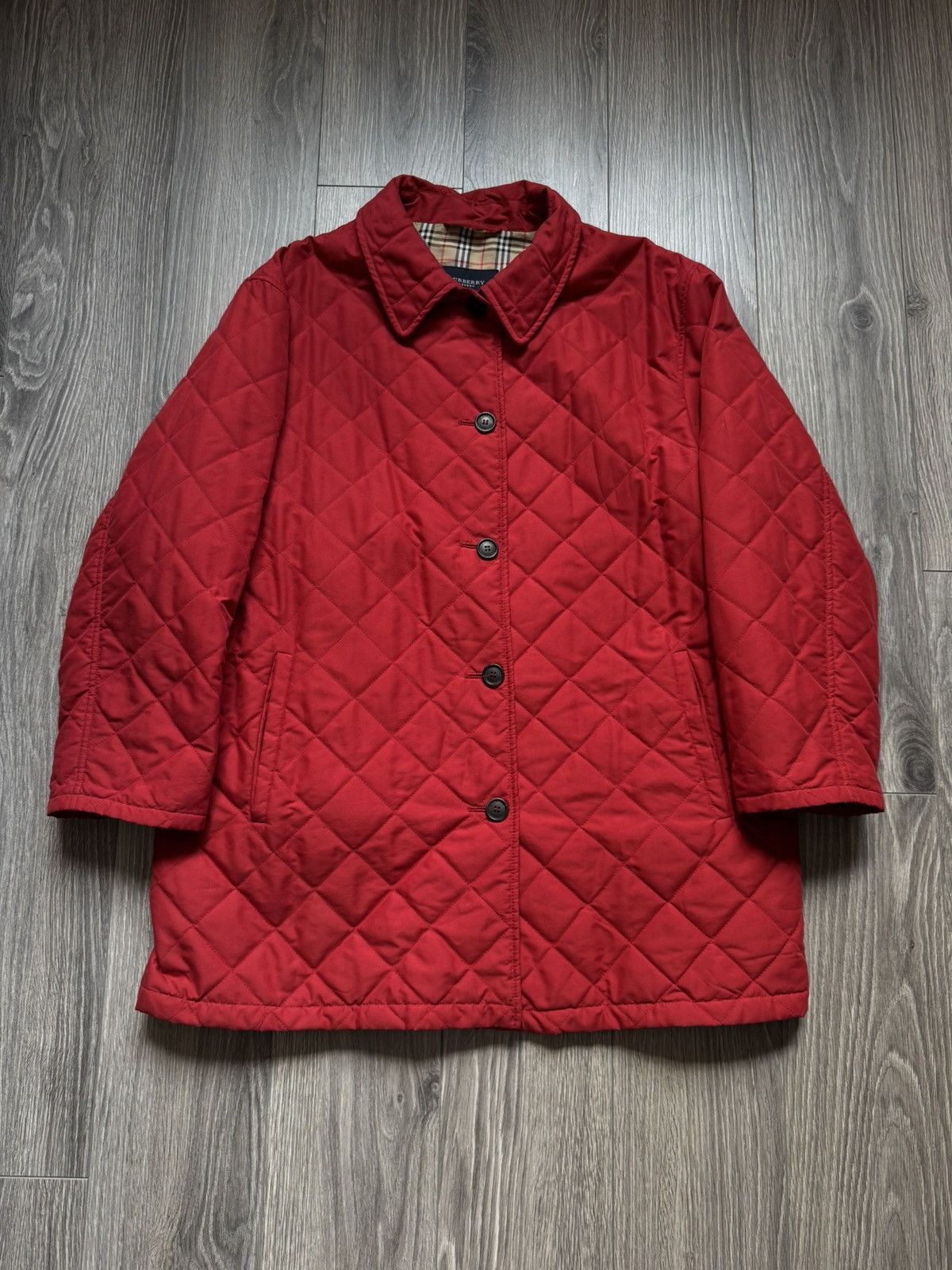 Burberry Burberry Coral Red Checkered Quilted Jacket 44 Size M / US 6-8 / IT 42-44 - 1 Thumbnail